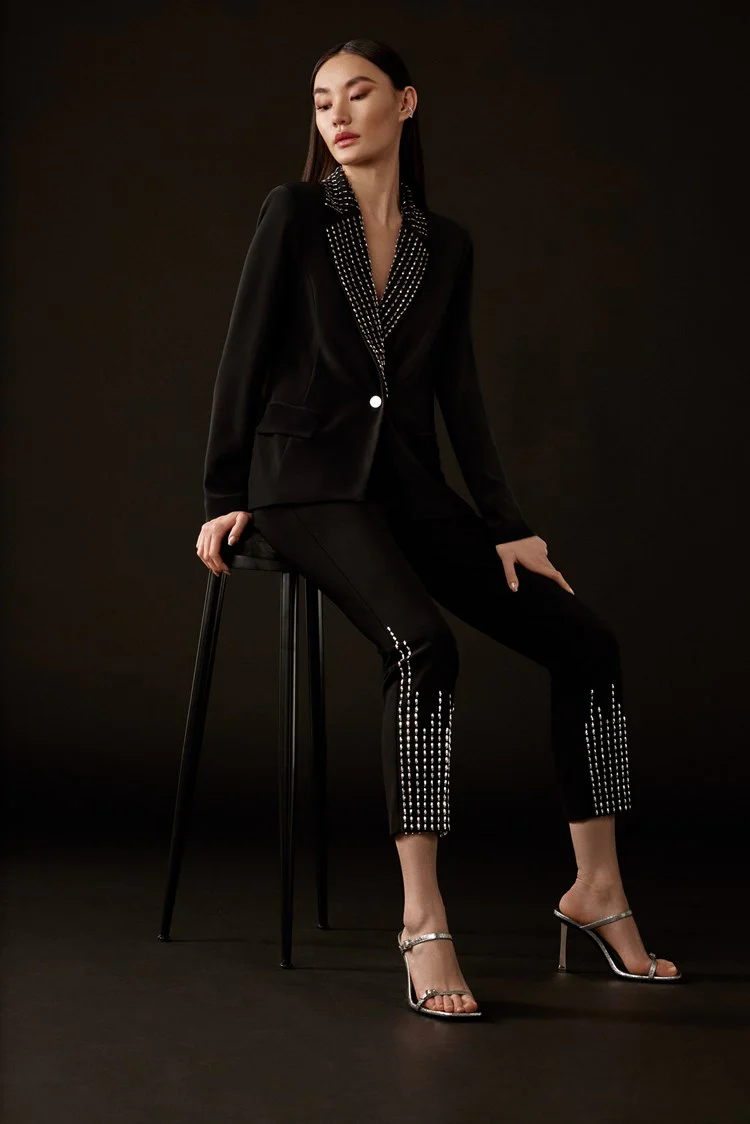 243732 silky knit embellished pull on pants - Image 4