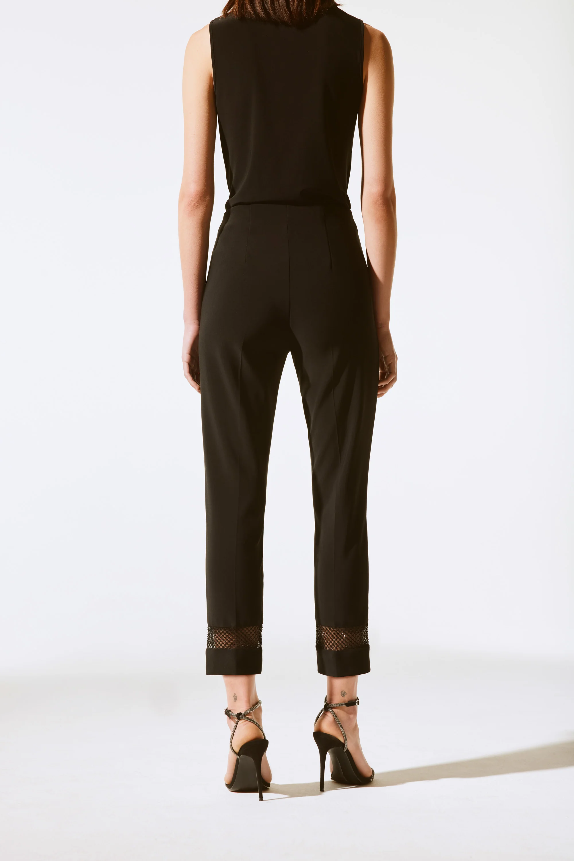 243753 silky knit and rhinestone mesh pants - Image 6
