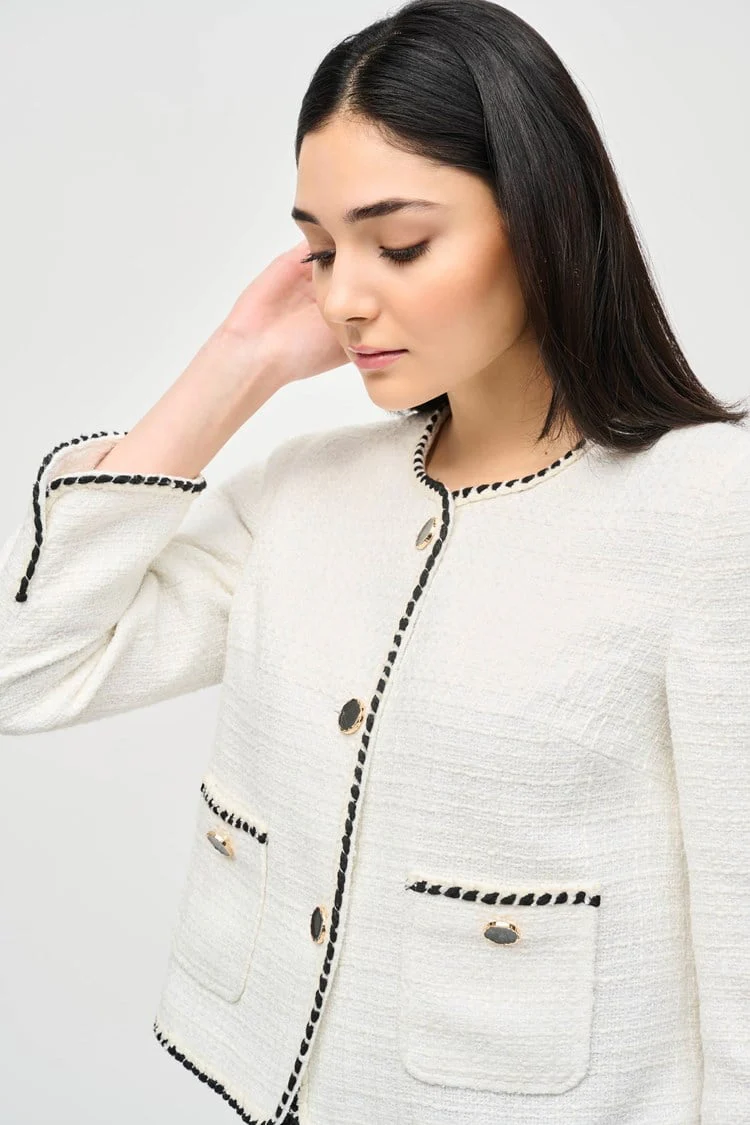 243911 boucle jacket with contrast trim - Image 3