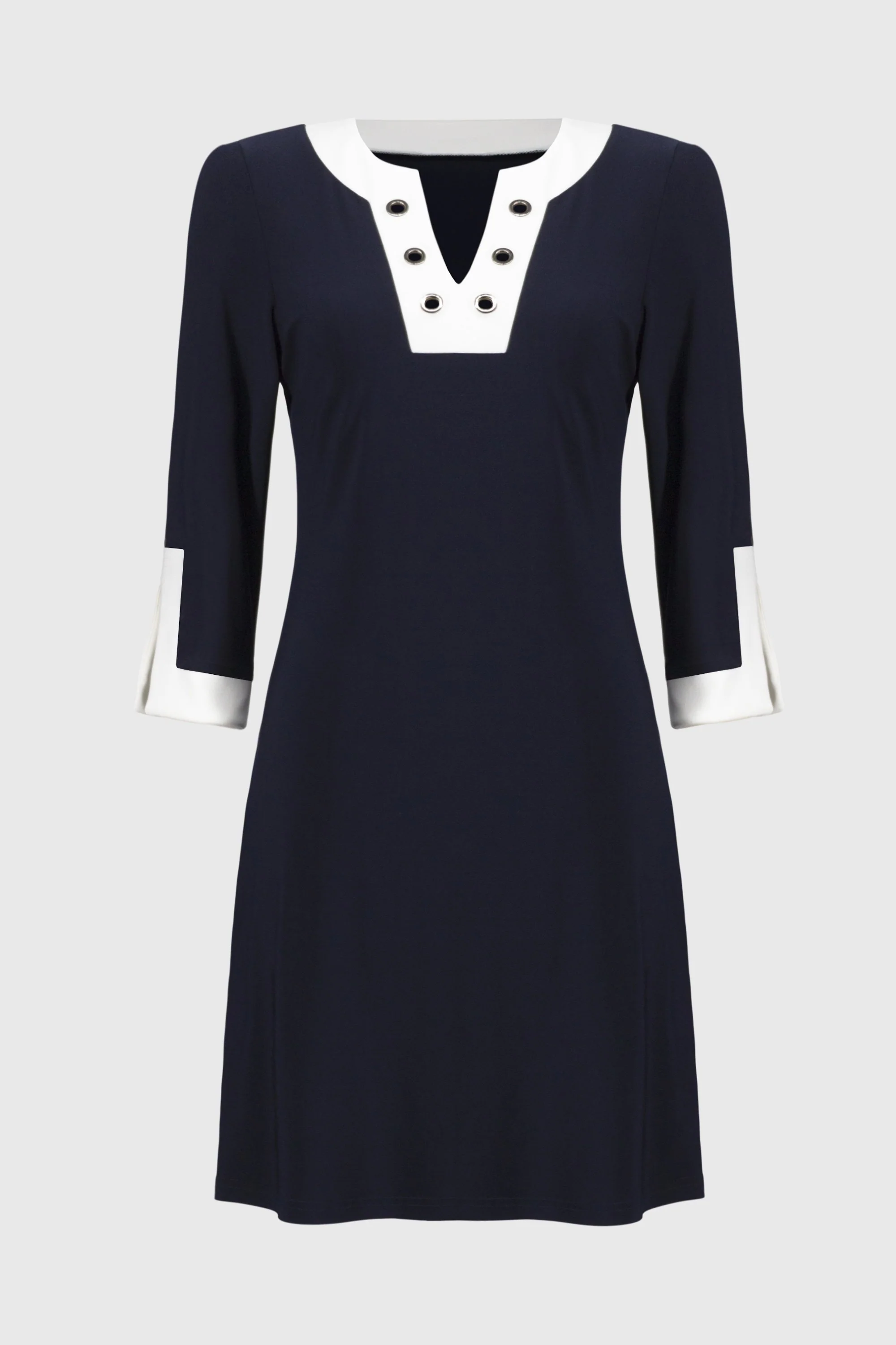 251046 silky knit navy colour block dress - Image 5
