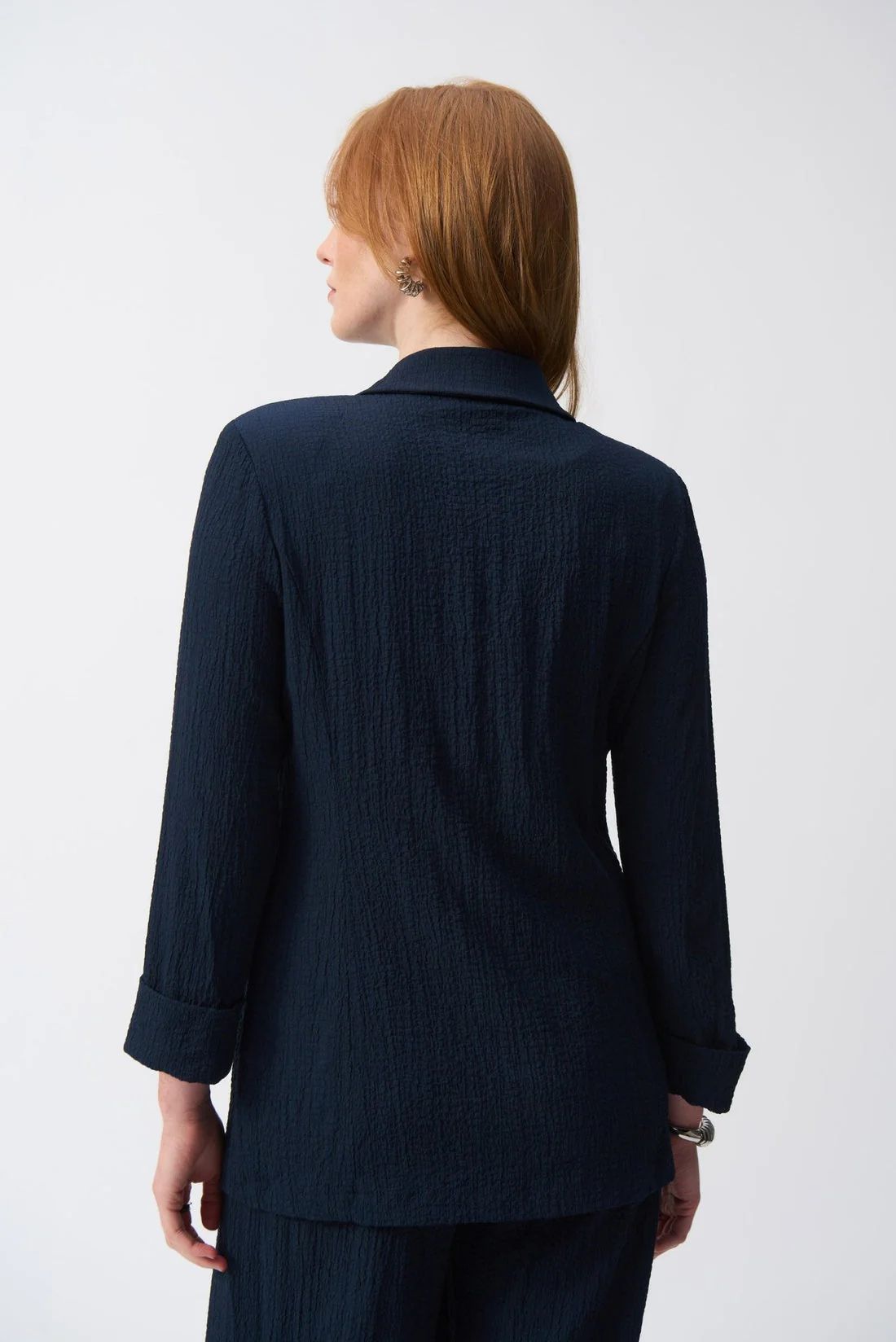 251082 JOSEPH RIBKOFF SEERSUCKER STRAIGHT BLAZER NAVY BLUE - Image 4