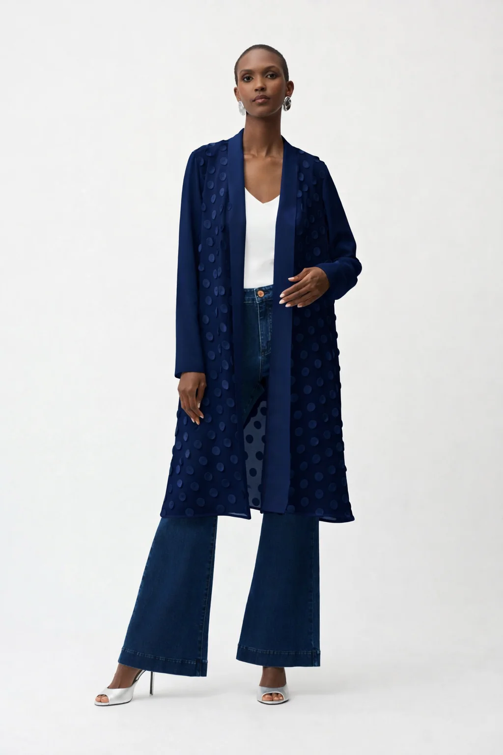 3D Dot Jacquard Cover-Up With Georgette Sleeves
261217