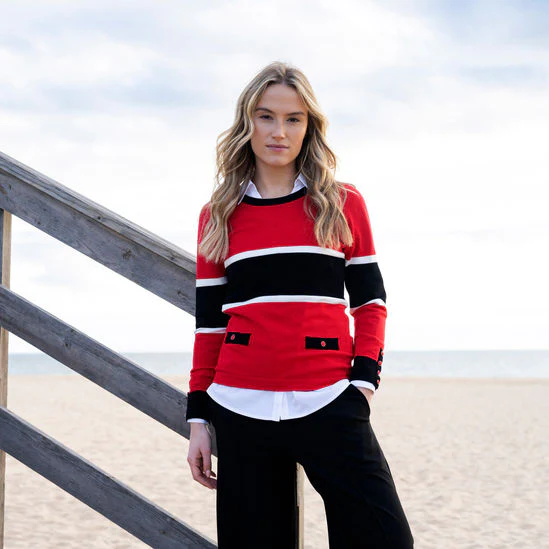 7996 marble red/navy sweater - Image 4