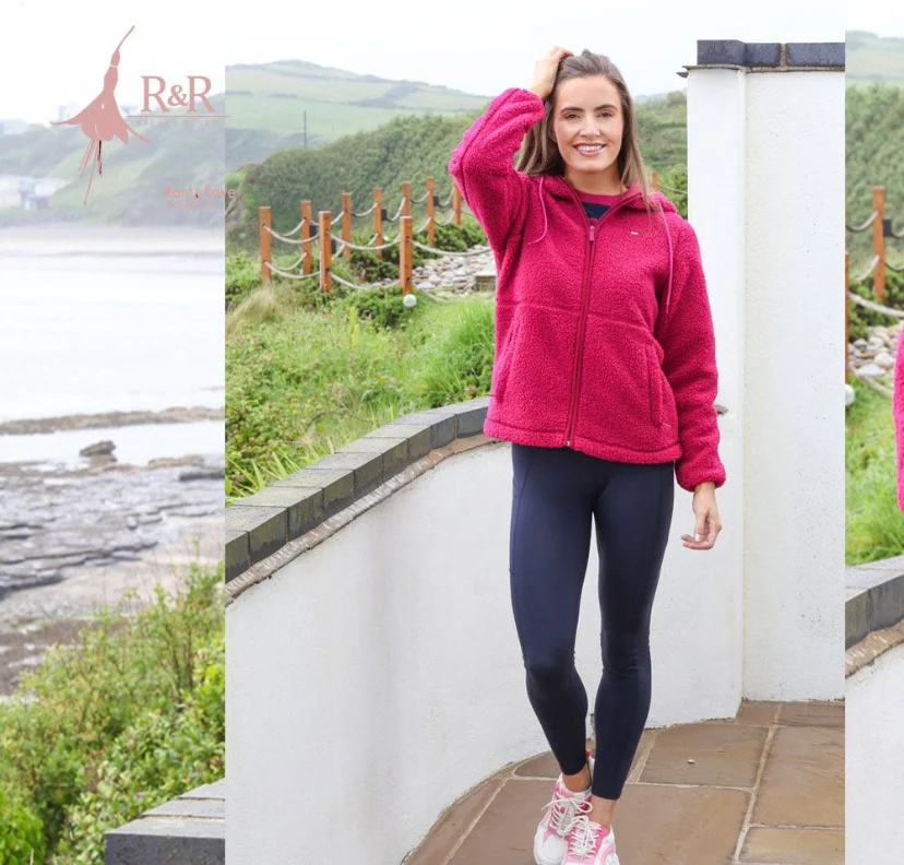 Alma cerise pink teddy zip hood - Image 2