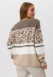 Animal Print & Stripe Knit Sweater - Image 2