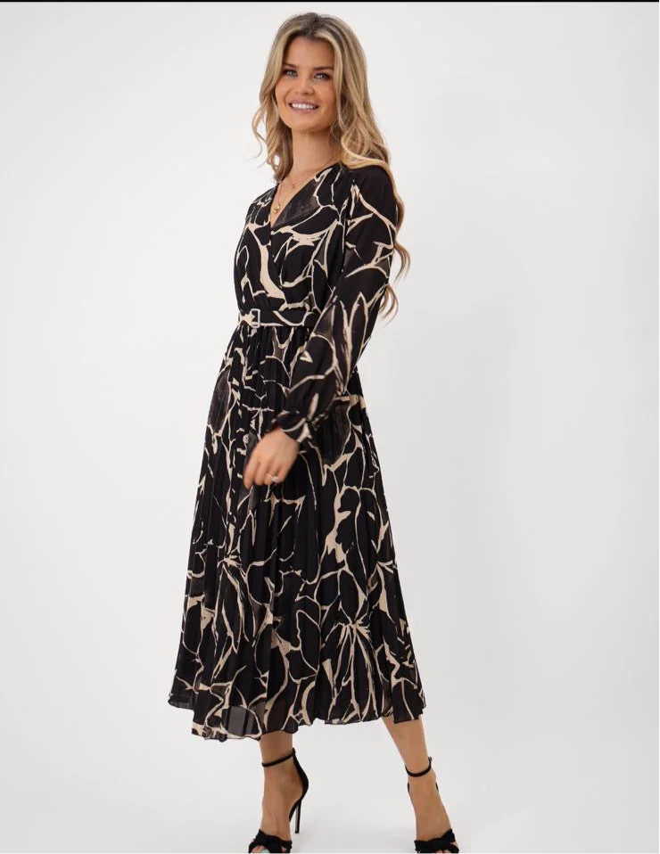 Black & Nude Positano Print Midi Dress - Image 2