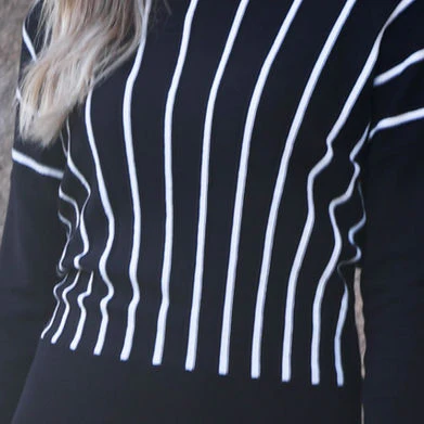 Black & White Stripe Detail Knit Sweater 8016 - Image 2