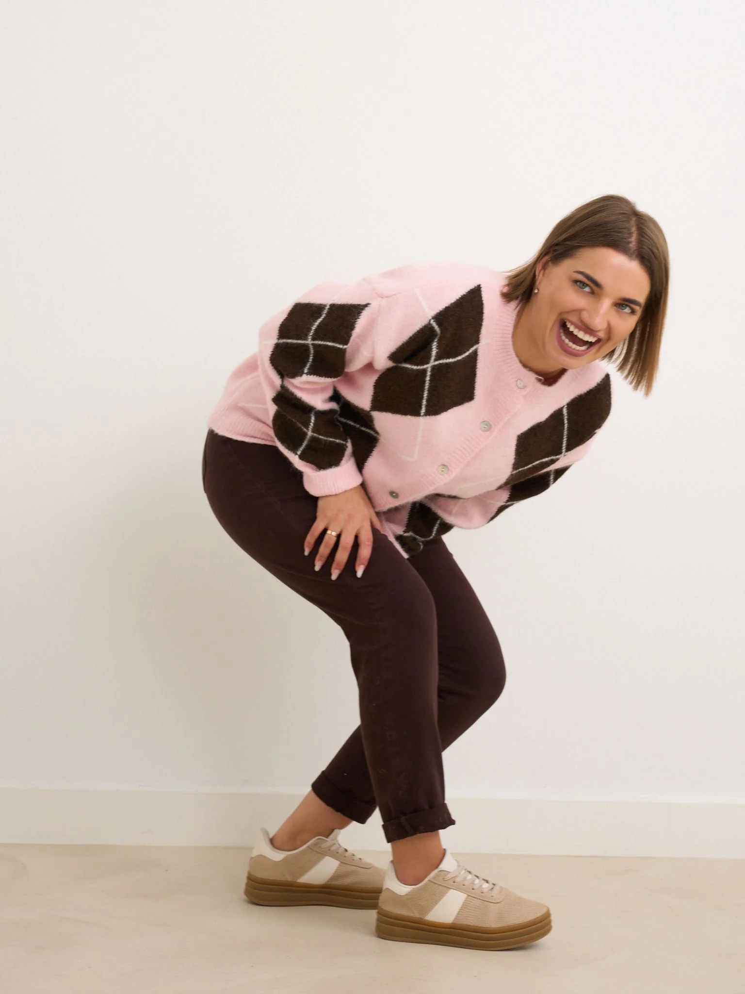 Soft pink/brown button up cardigan - Image 5
