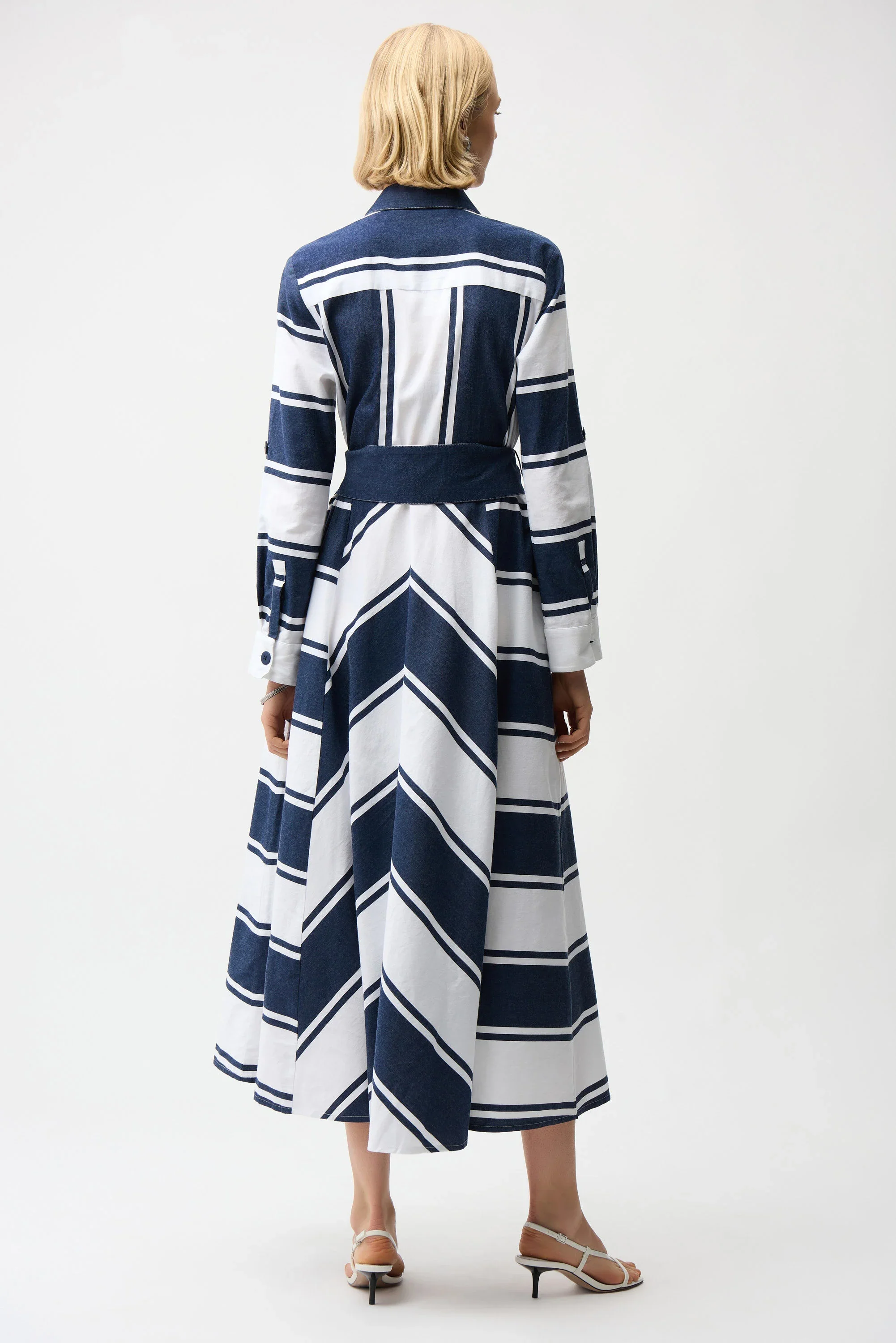 Cotton Stripe Print Fit and Flare Shirt Dress with Reversible Sash
261936 - Image 5