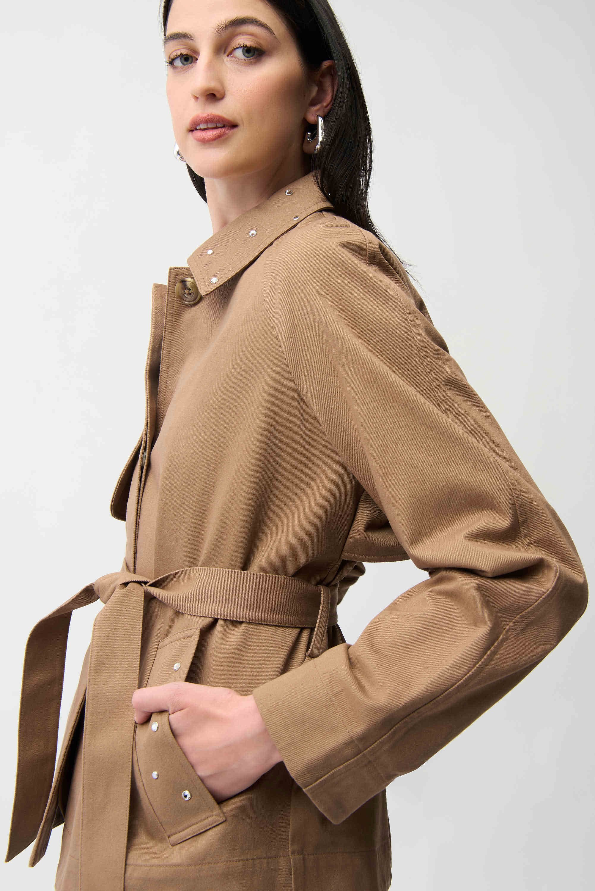 Cotton Twill Short Trench with Belt and Rhinestones Detail
261907 - Image 5