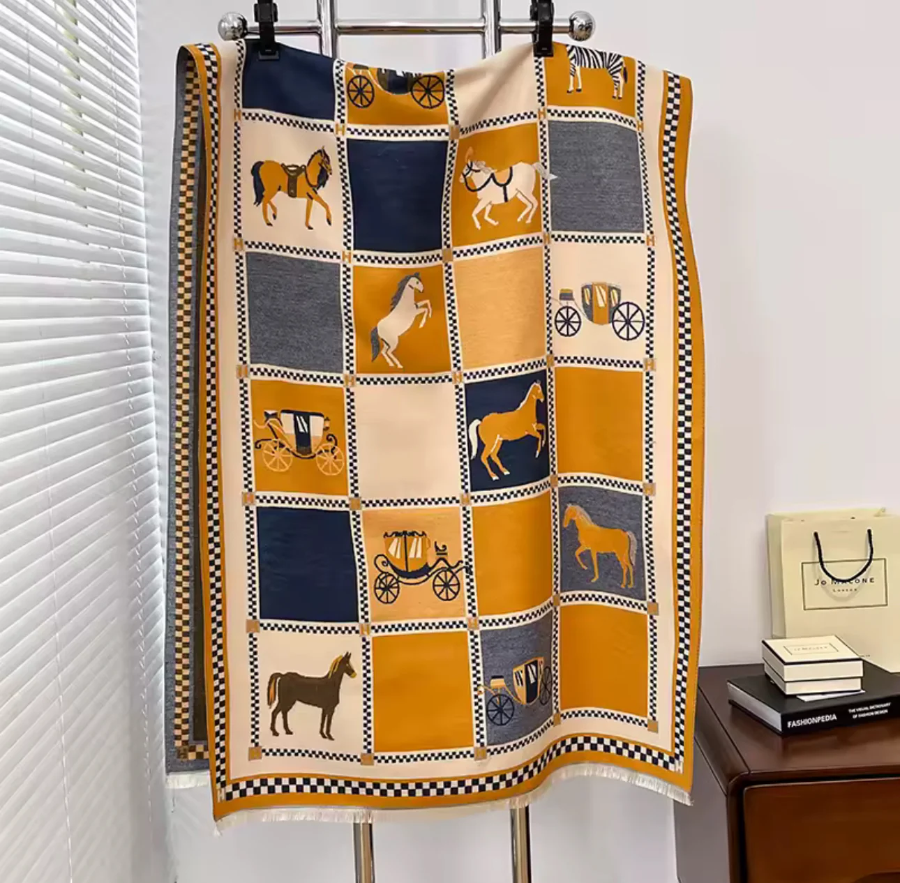 Doctor Bear Luxury cashmere feel scarf in gold - Image 2