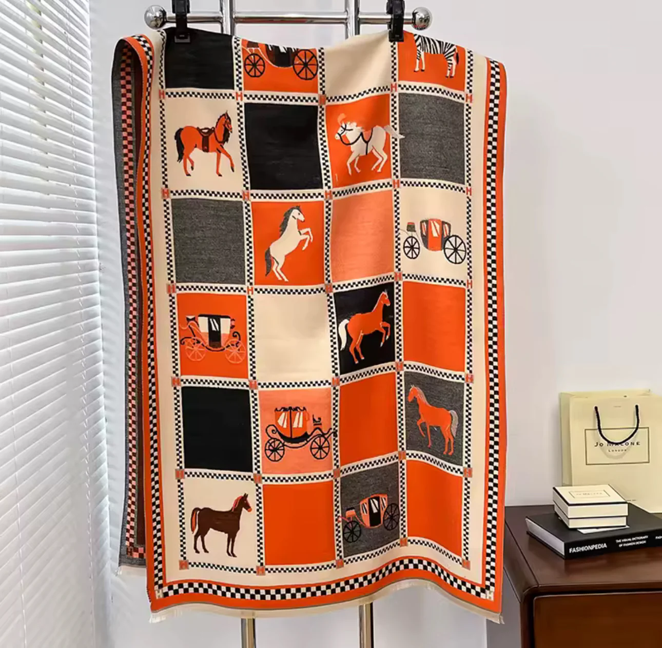 Doctor Bear Luxury cashmere feel scarf in orange - Image 2
