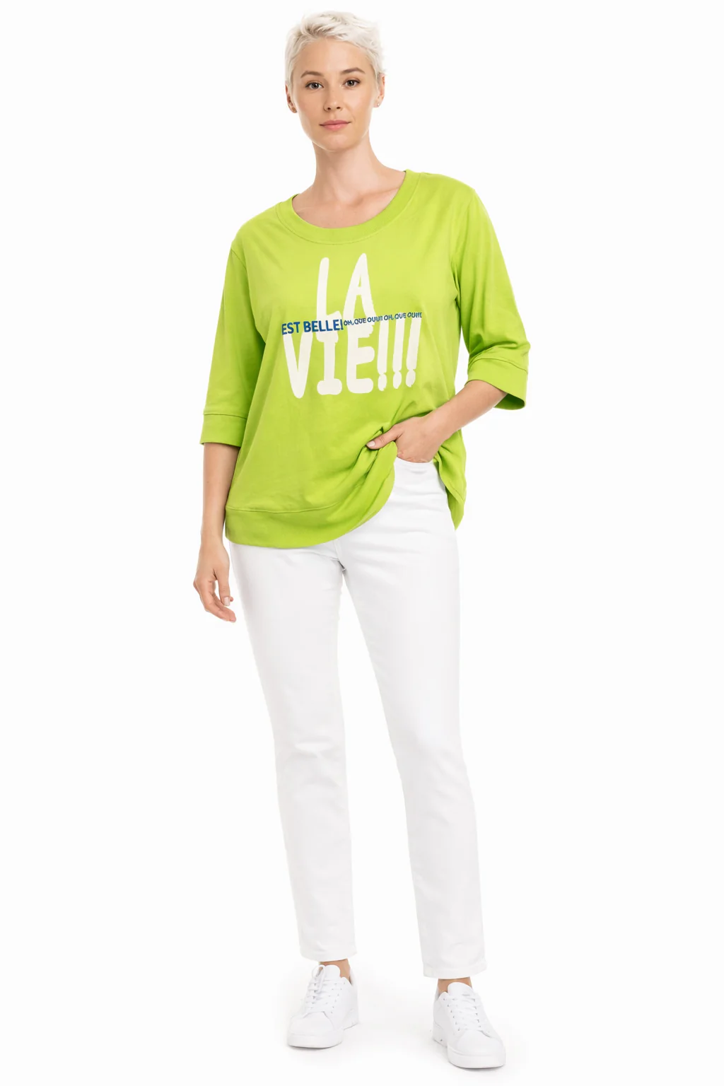 Doris Streich 390116 – “La Vie” Lime Sweat Top - Image 2