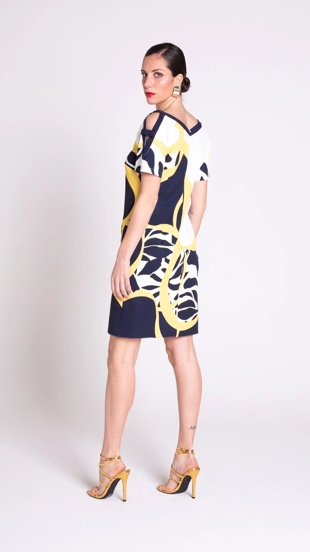 Edas navy white/yellow dress - Image 3