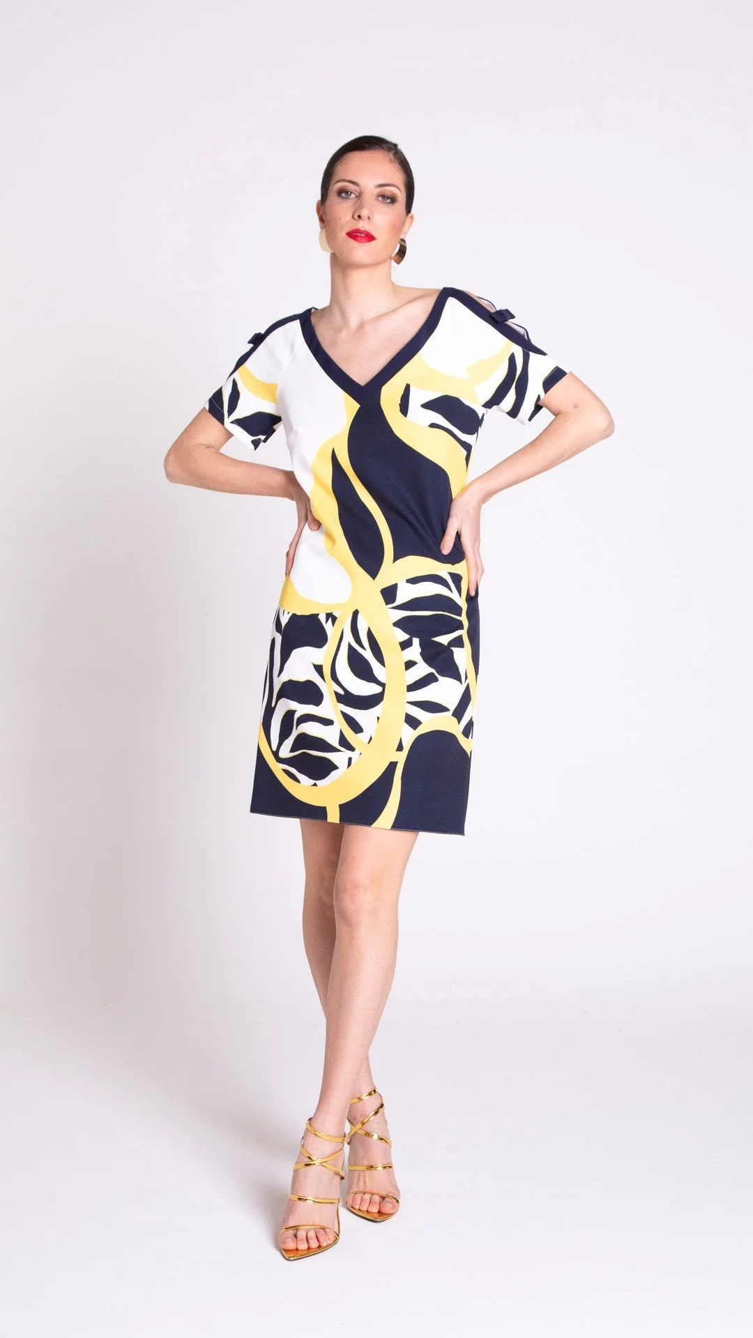 Edas navy white/yellow dress - Image 4
