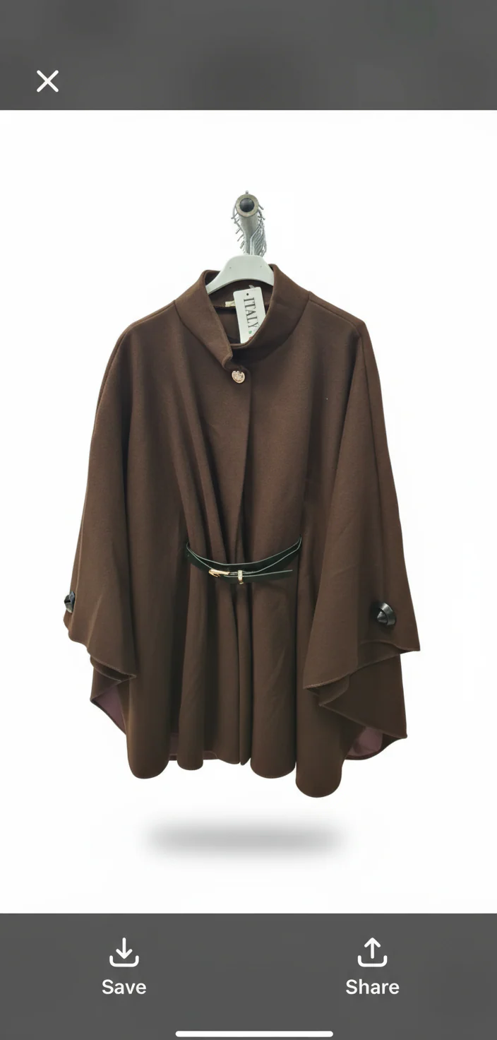 Elegant brown cape with belt - Image 2