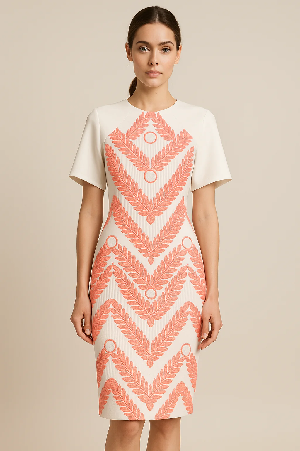 Ella boo fluorescent orange and ivory dress - Image 2