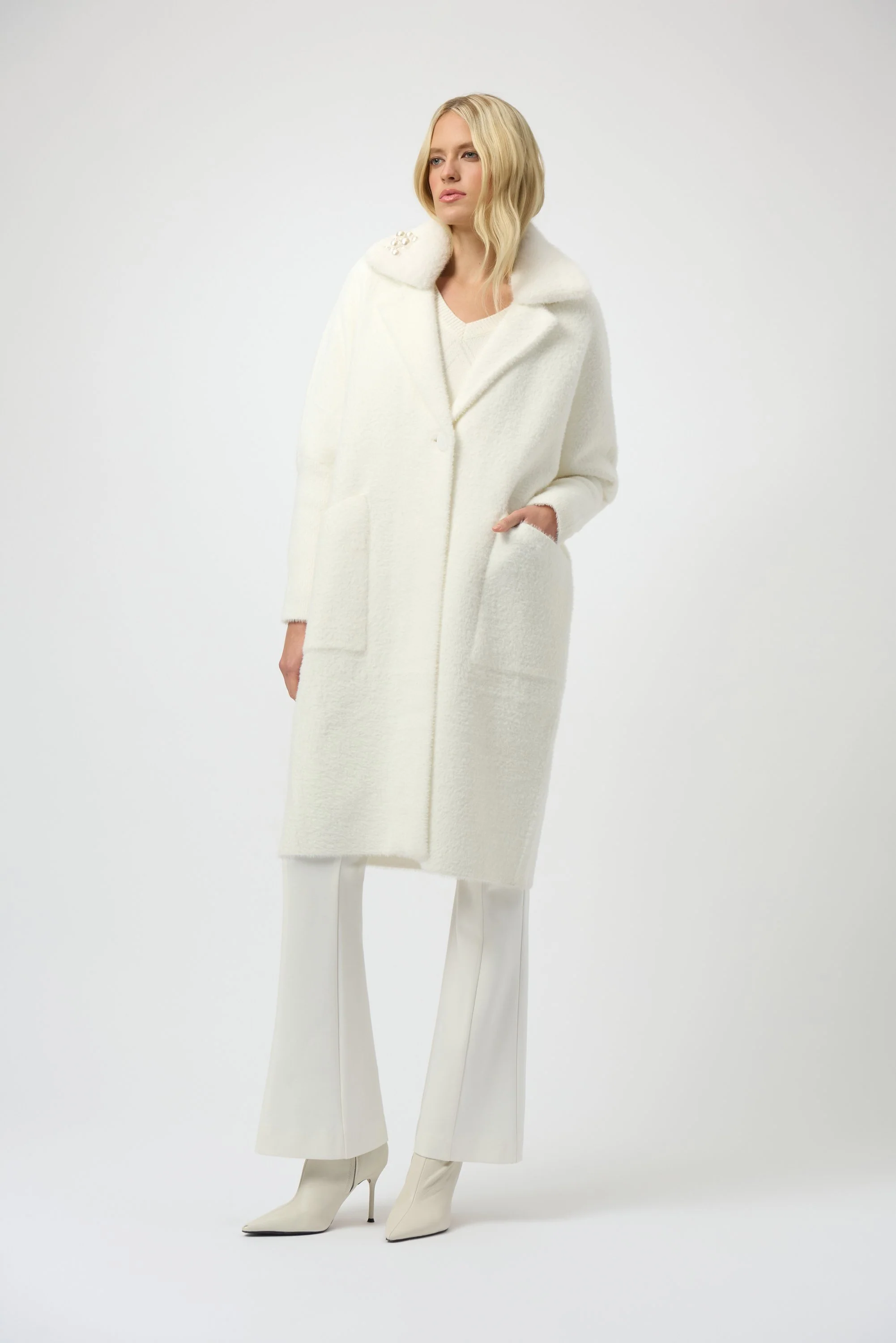 Feather Yarn and Faux Fur Sweater Coat - Image 2
