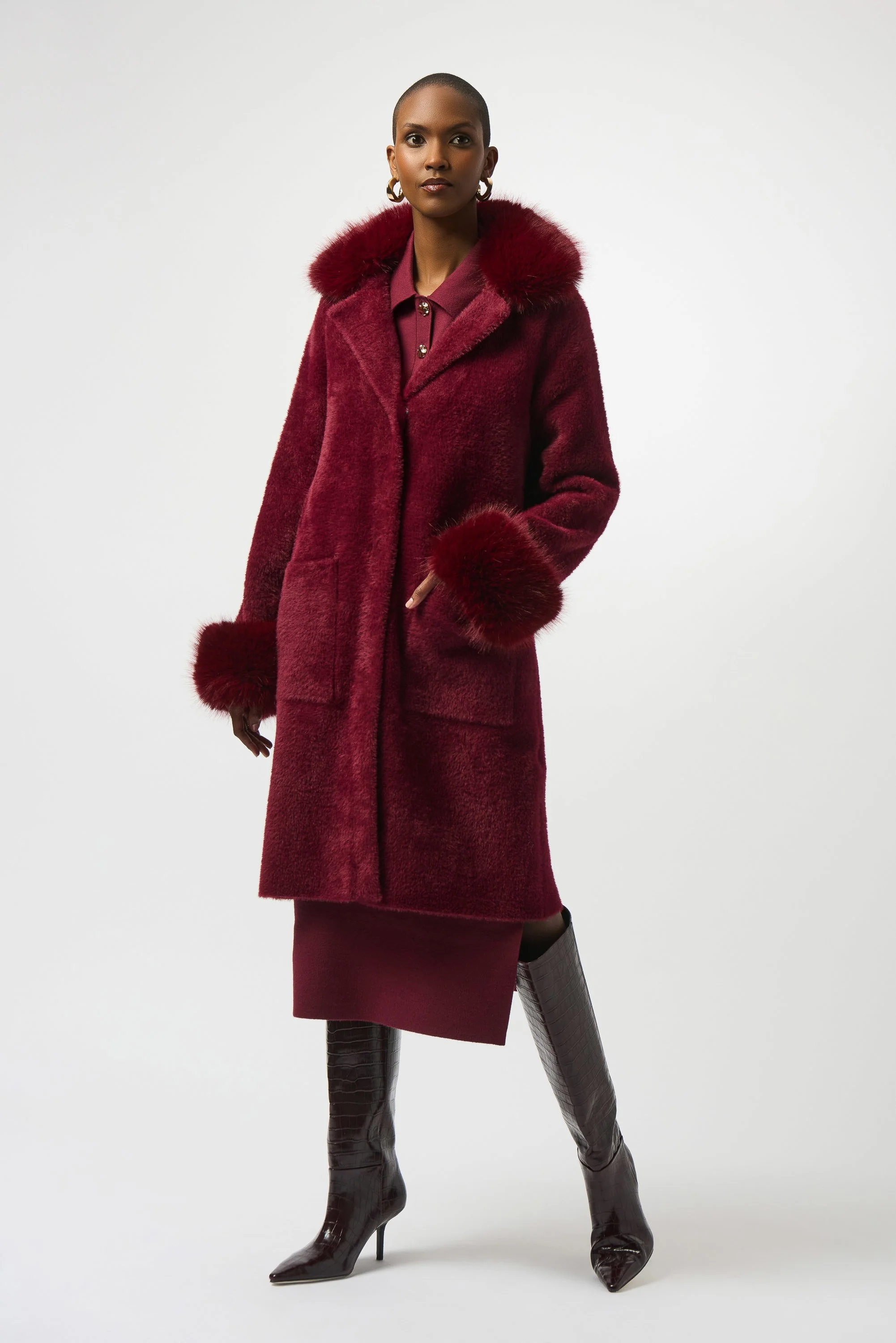Feather Yarn and Faux Fur Sweater Coat
243923F25 - Image 2