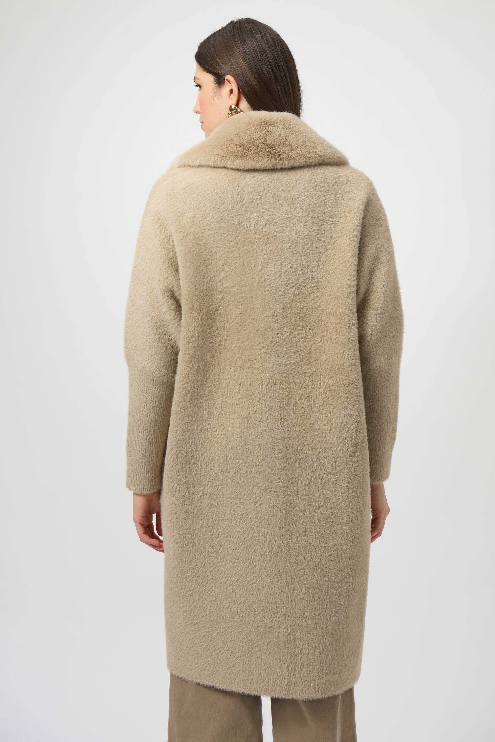 JOESPH RIBKOFF Feather Yarn and Faux Fur Sweater Coat - Image 4