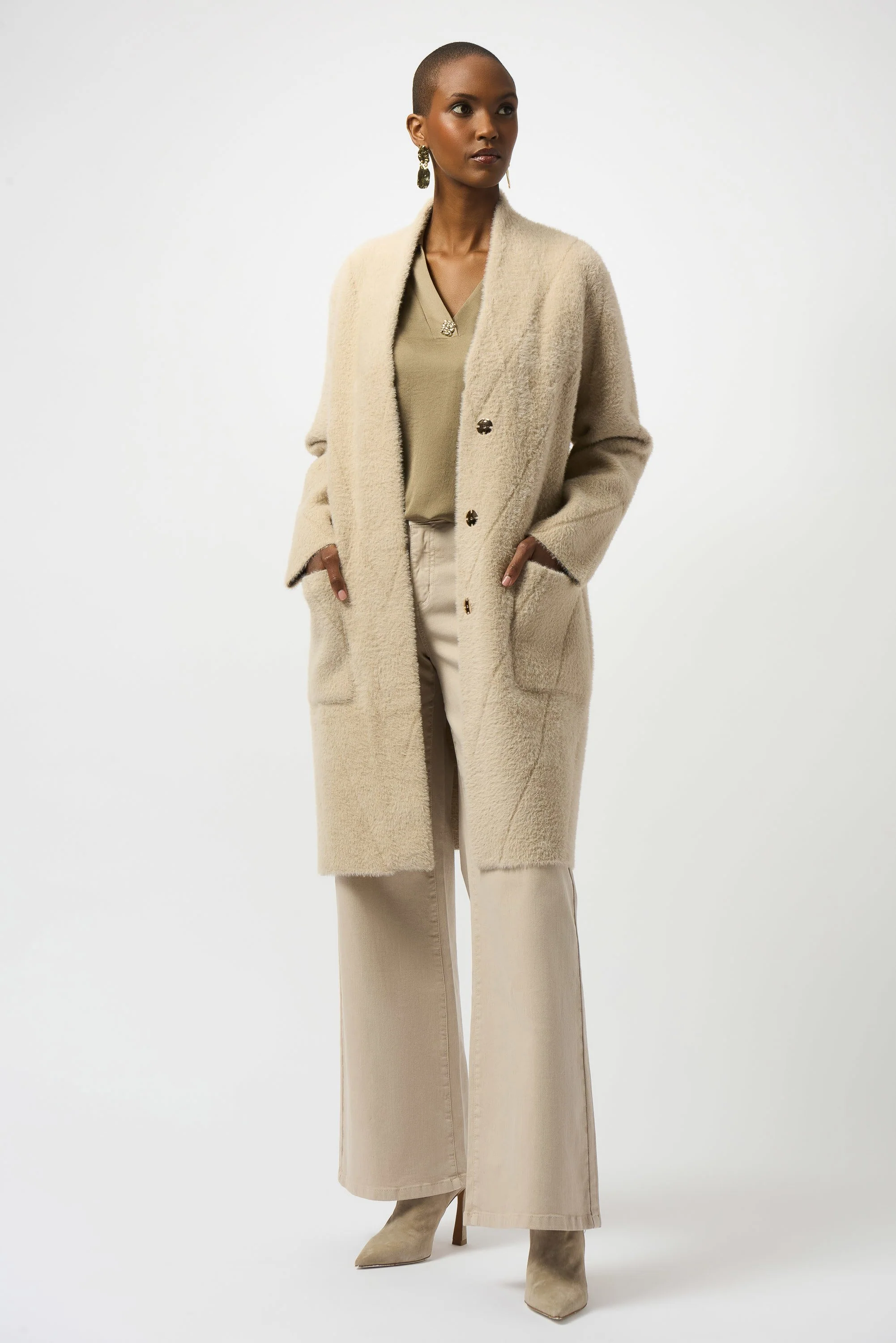 Feather Yarn Sweater Knit Coat
253955