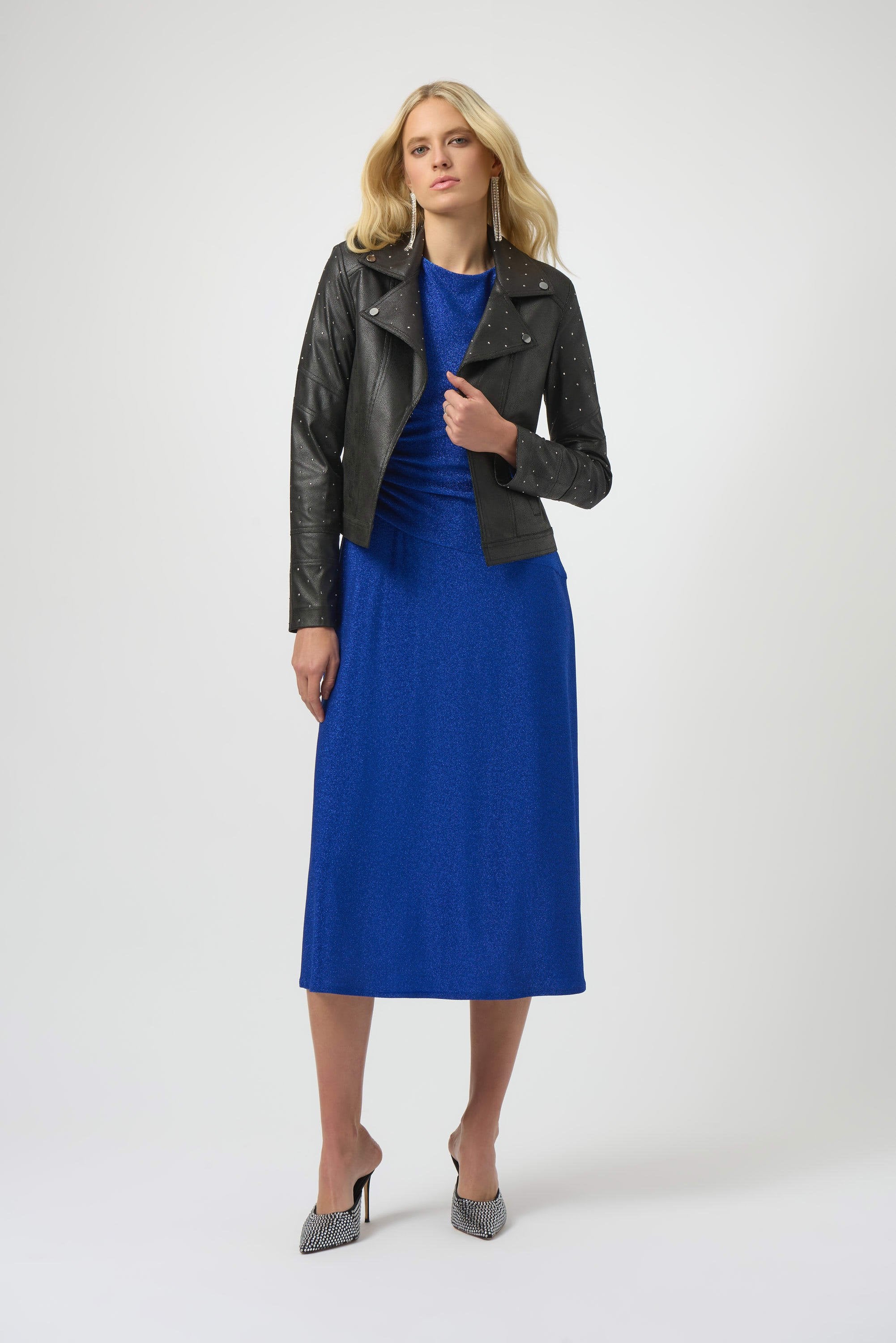 Foiled Faux Suede Fitted Jacket with Rhinestones
254904 - Image 3