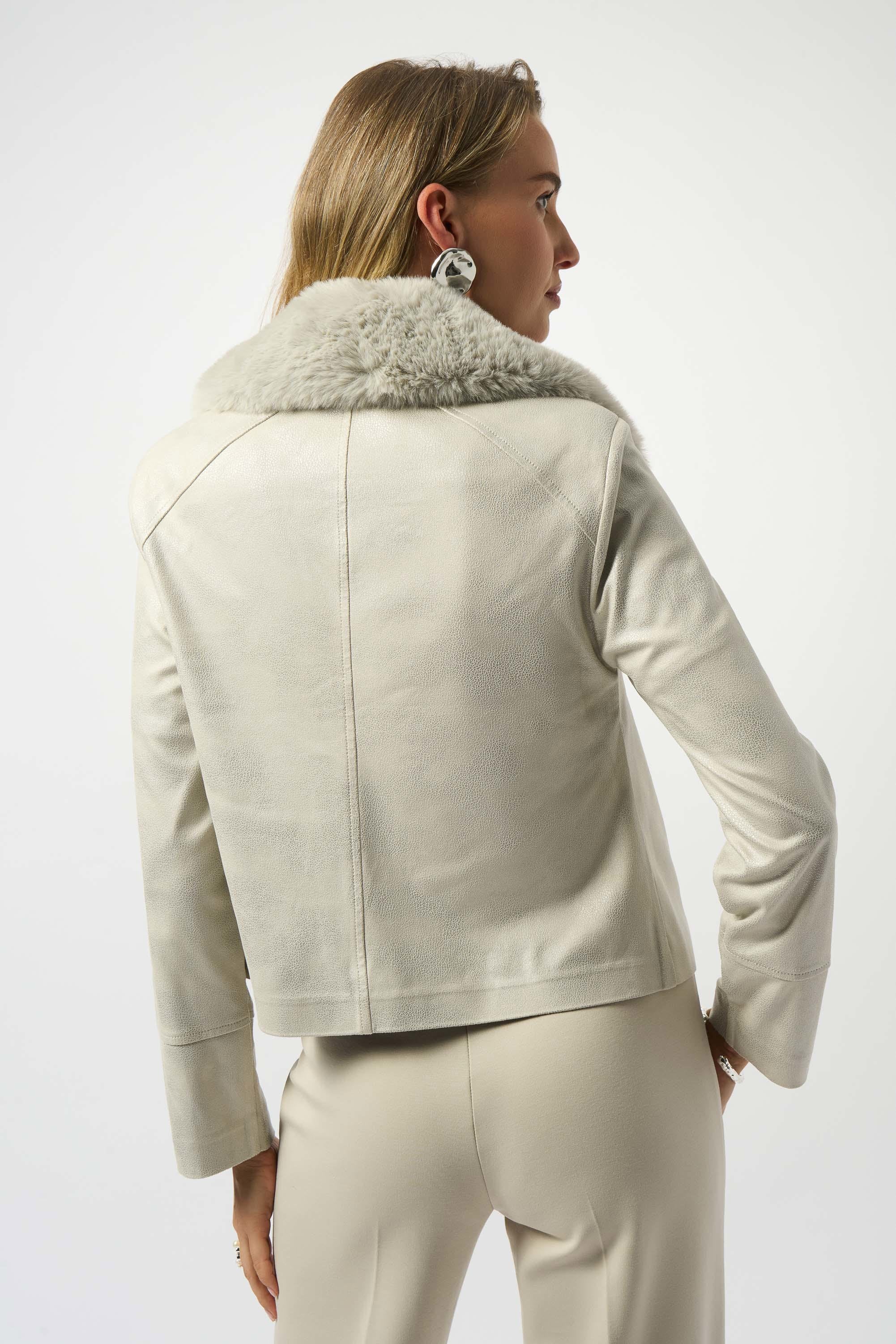 Foiled Suede Swing Jacket with Faux Fur Collar
253925 - Image 4