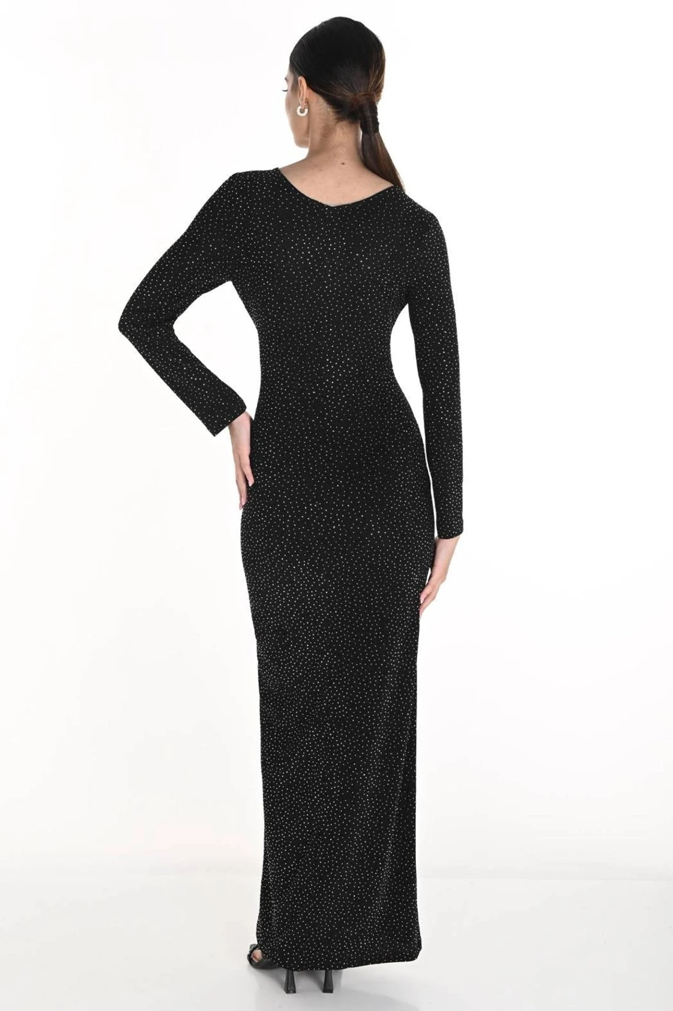 Frank Lyman 259260 Black & Silver Glitter Lurex Fabric Dress - Image 2
