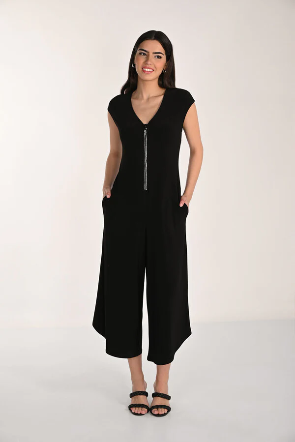FRANK LYMAN Casual V-neck Jumpsuit in Black - Image 3
