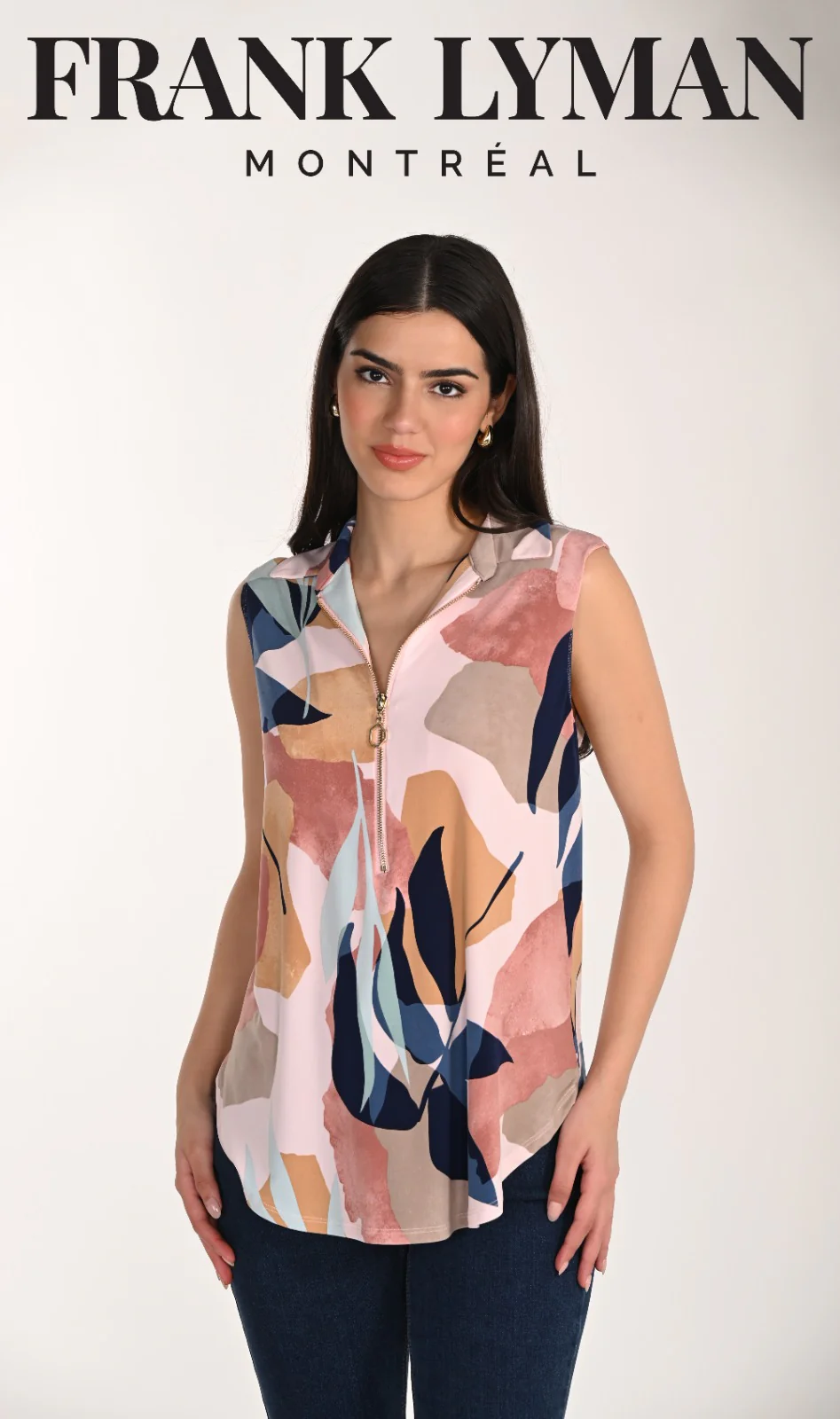Frank Lyman Sleeveless Zip Front Top – Style 266132