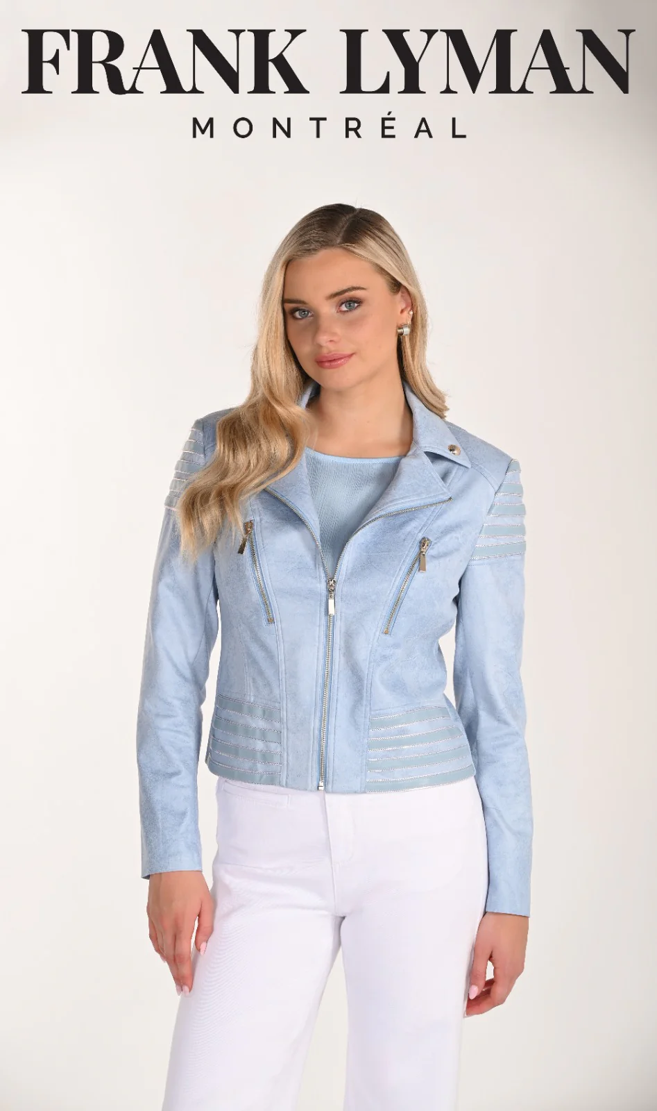 Frank Lyman Zip Front Jacket – Style 266592 soft blue - Image 3