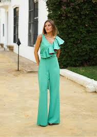 Green jumpsuit with ruffle - Image 2