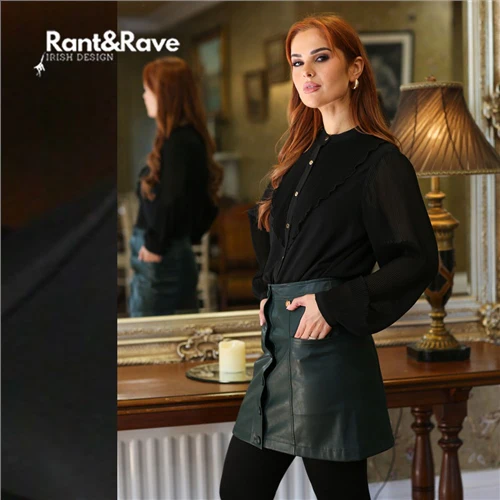 Helia green faux leather skirt - Image 2