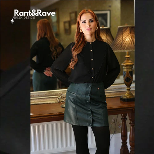 Helia green faux leather skirt - Image 3