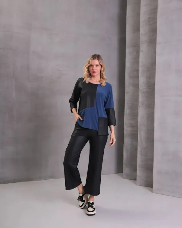 Inco Black & petrol blue top. - Image 2