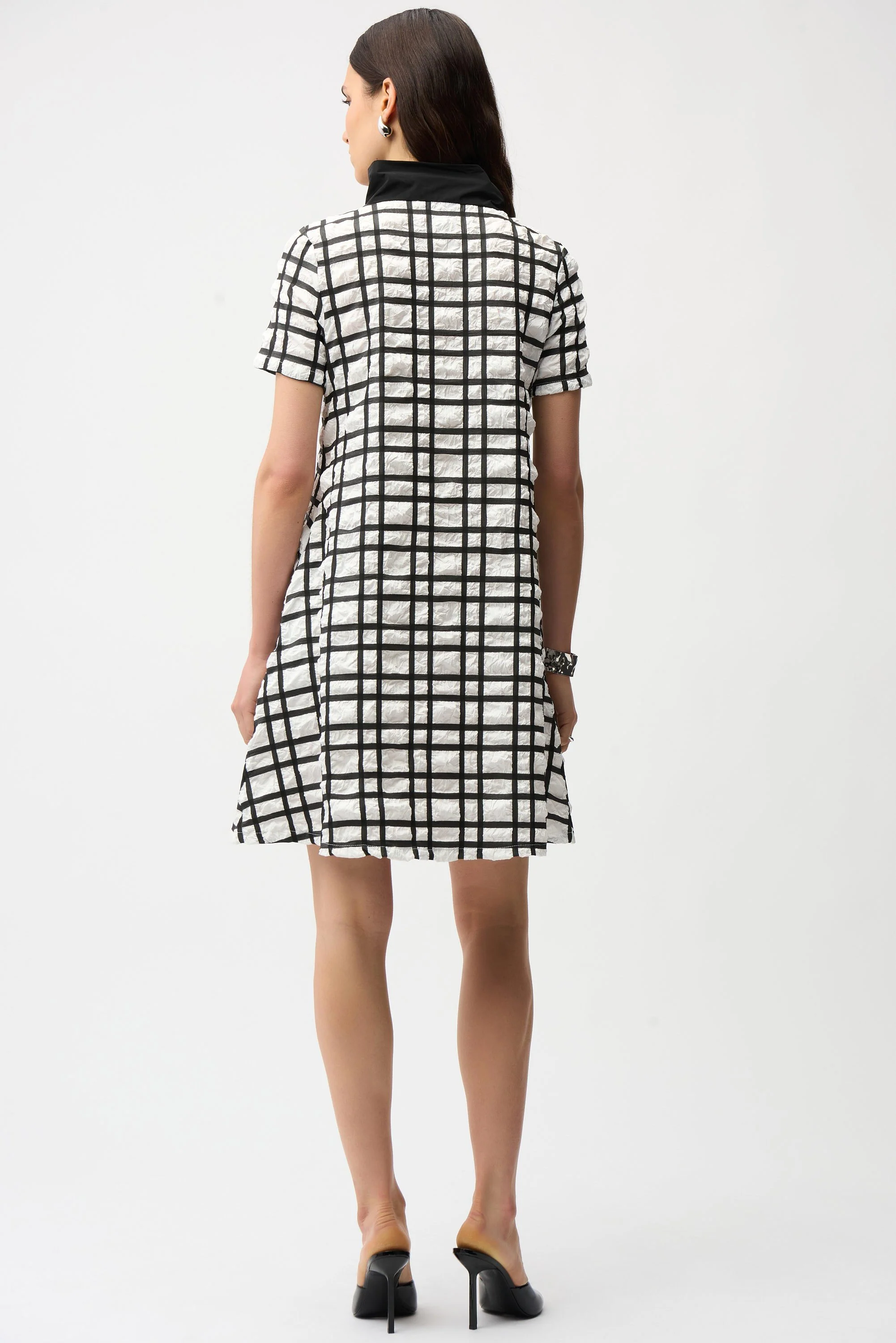 Jacquard Plaid Print A-line Dress With Contrast Detail
261307 - Image 8