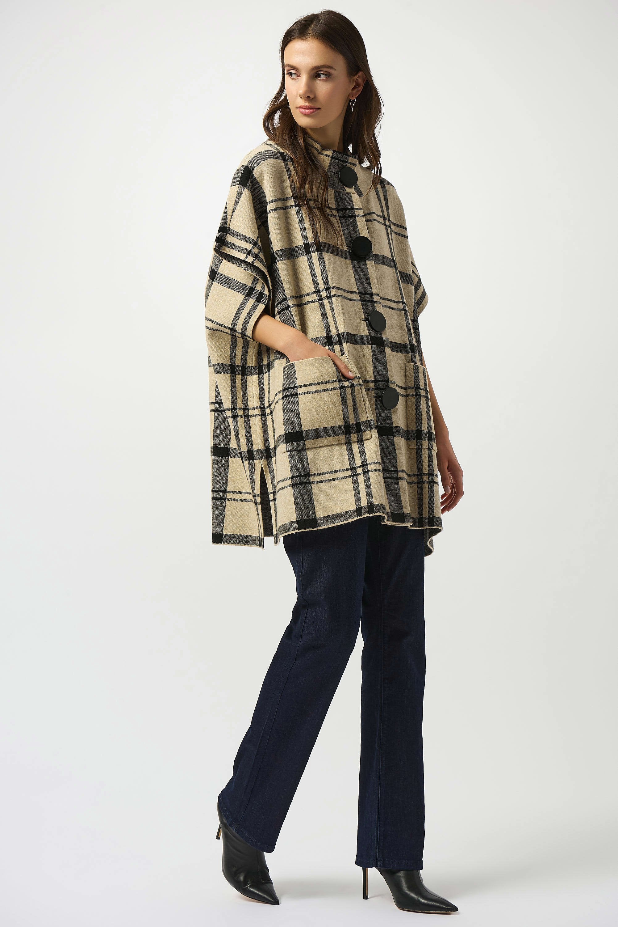 Jacquard Sweater Knit Plaid Poncho
253903 - Image 2