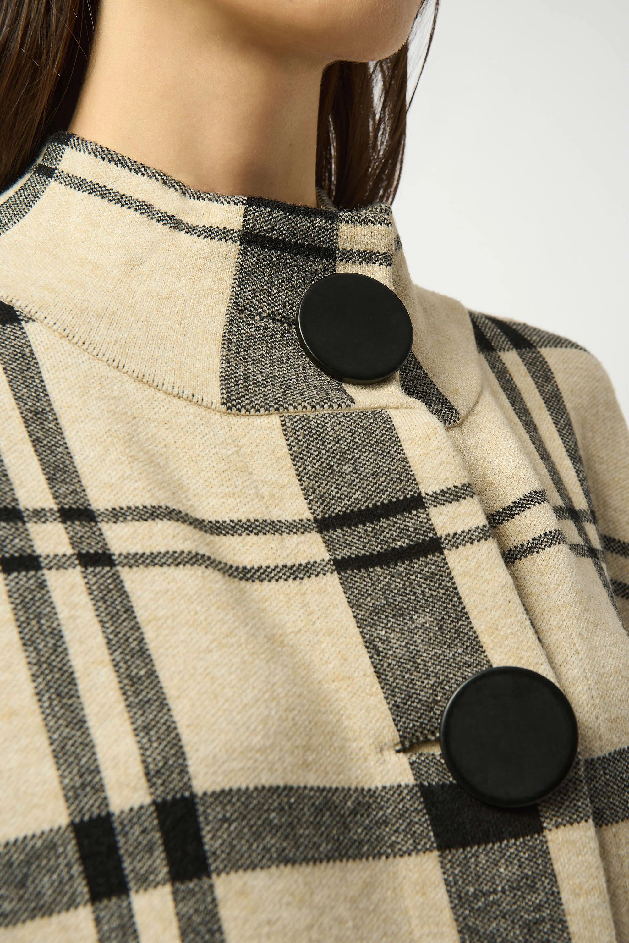 Jacquard Sweater Knit Plaid Poncho
253903 - Image 3