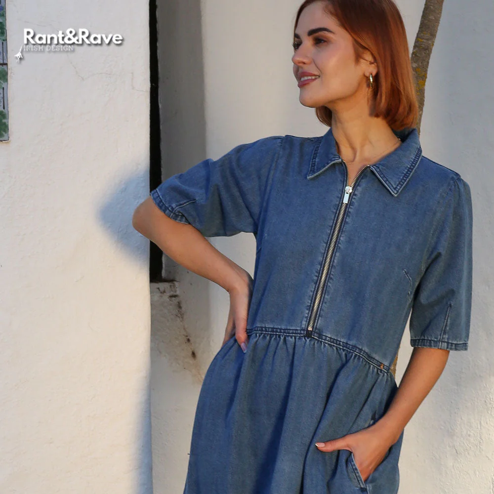 Jade Denim Dress Mid Blue - Image 3
