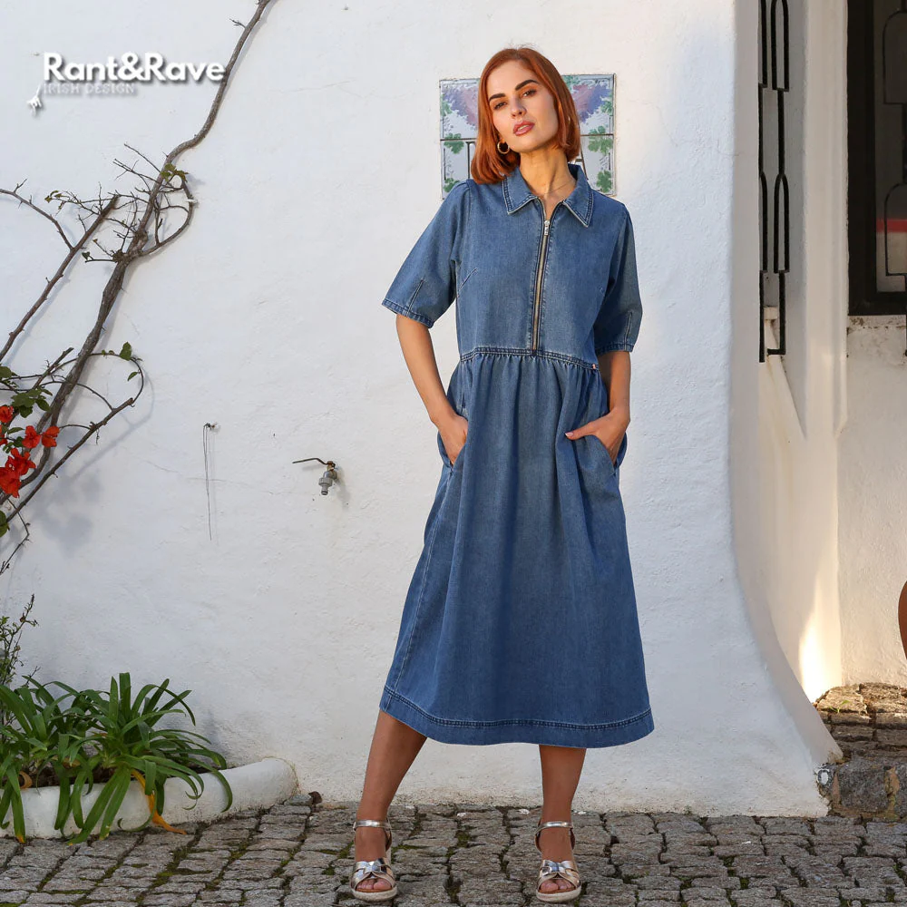 Jade Denim Dress Mid Blue - Image 4