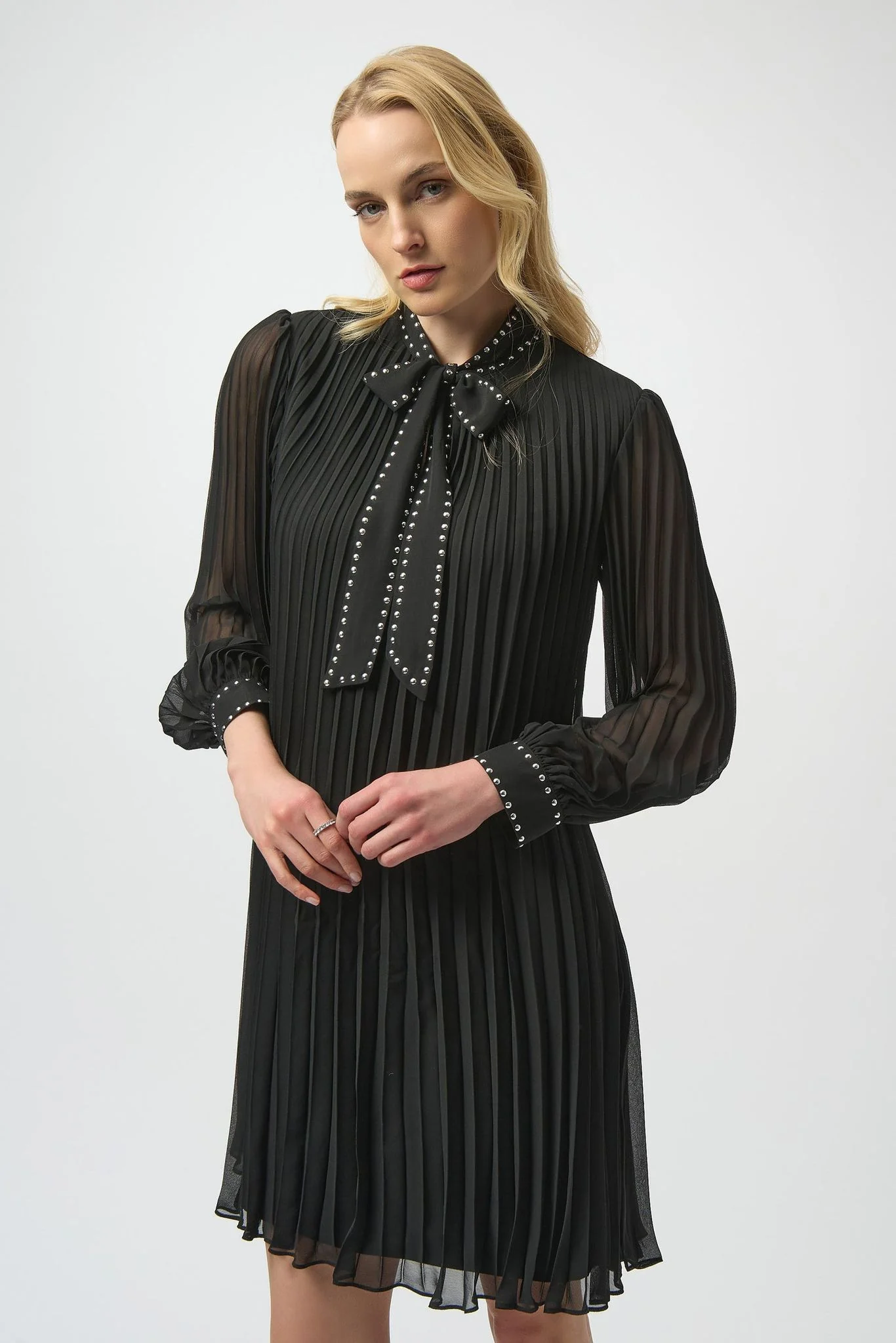 JOESPH RIBKOFF pleated chiffon A-Line black dress 254902