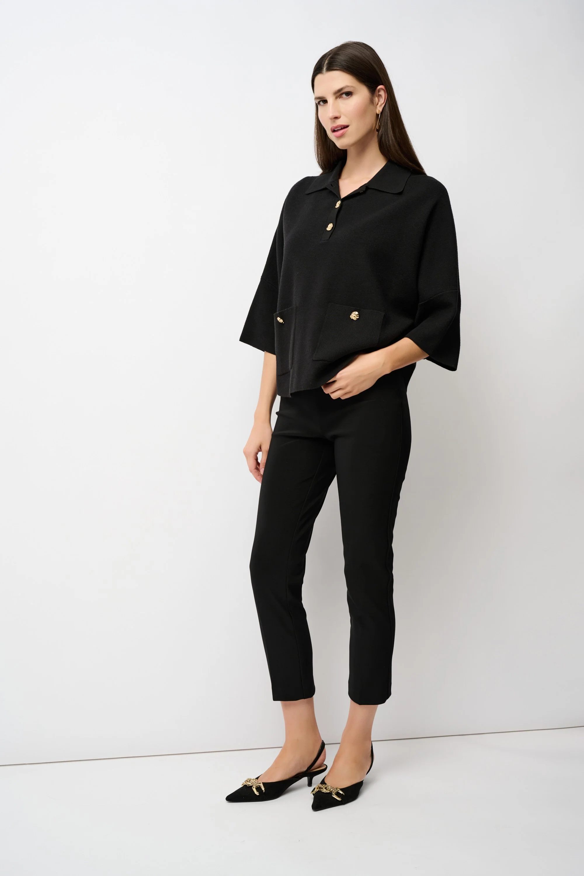 JOSEPH RIBKOFF 181089NOS Classic Cropped Pant - Black - Image 2