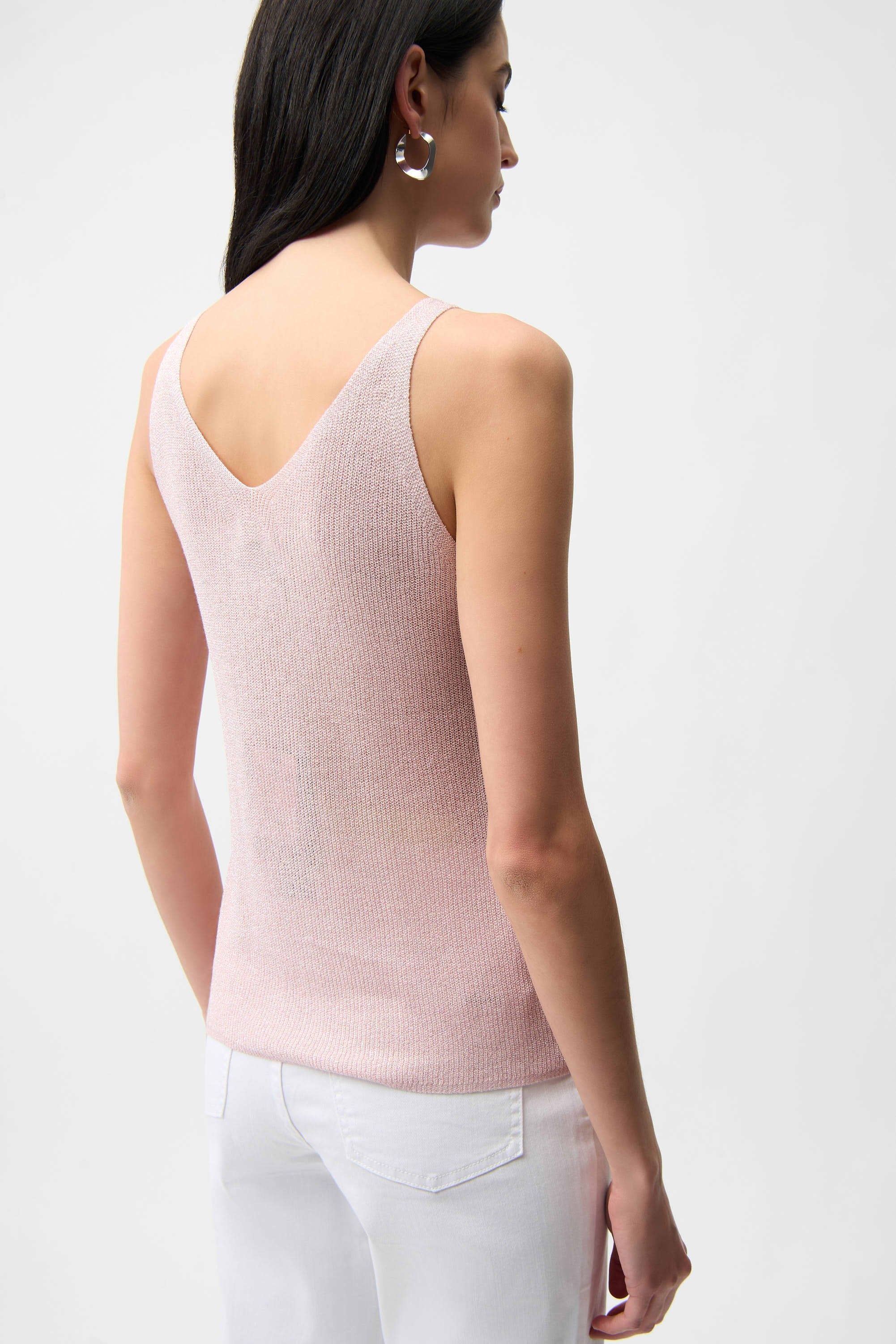 JOSEPH RIBKOFF 252915S26 Metallic Knitted Camisole with Rhinestones - Image 4