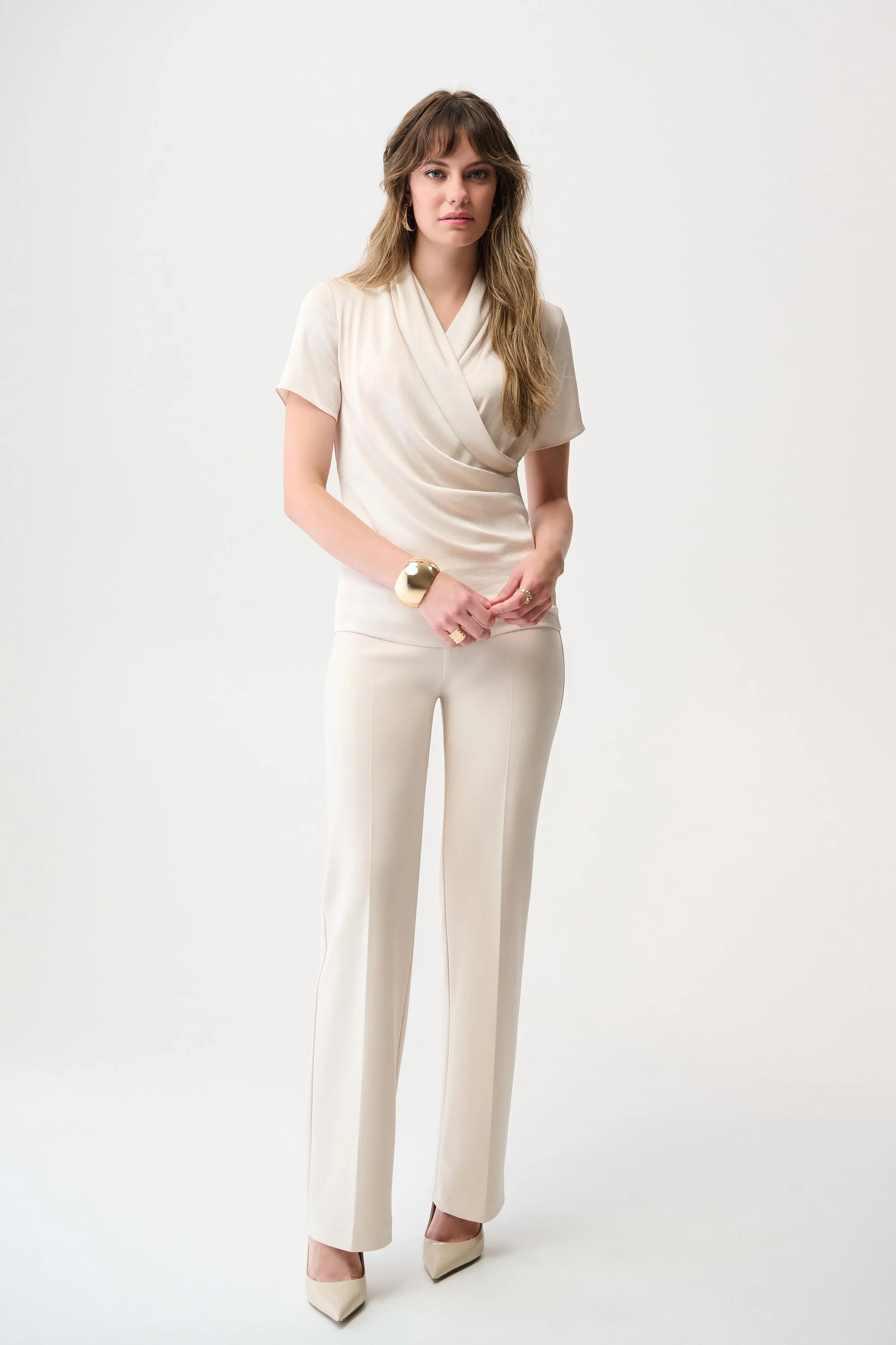 JOSEPH RIBKOFF 253237F25 Recycled Satin And Silky Knit Wrap Top - Image 2