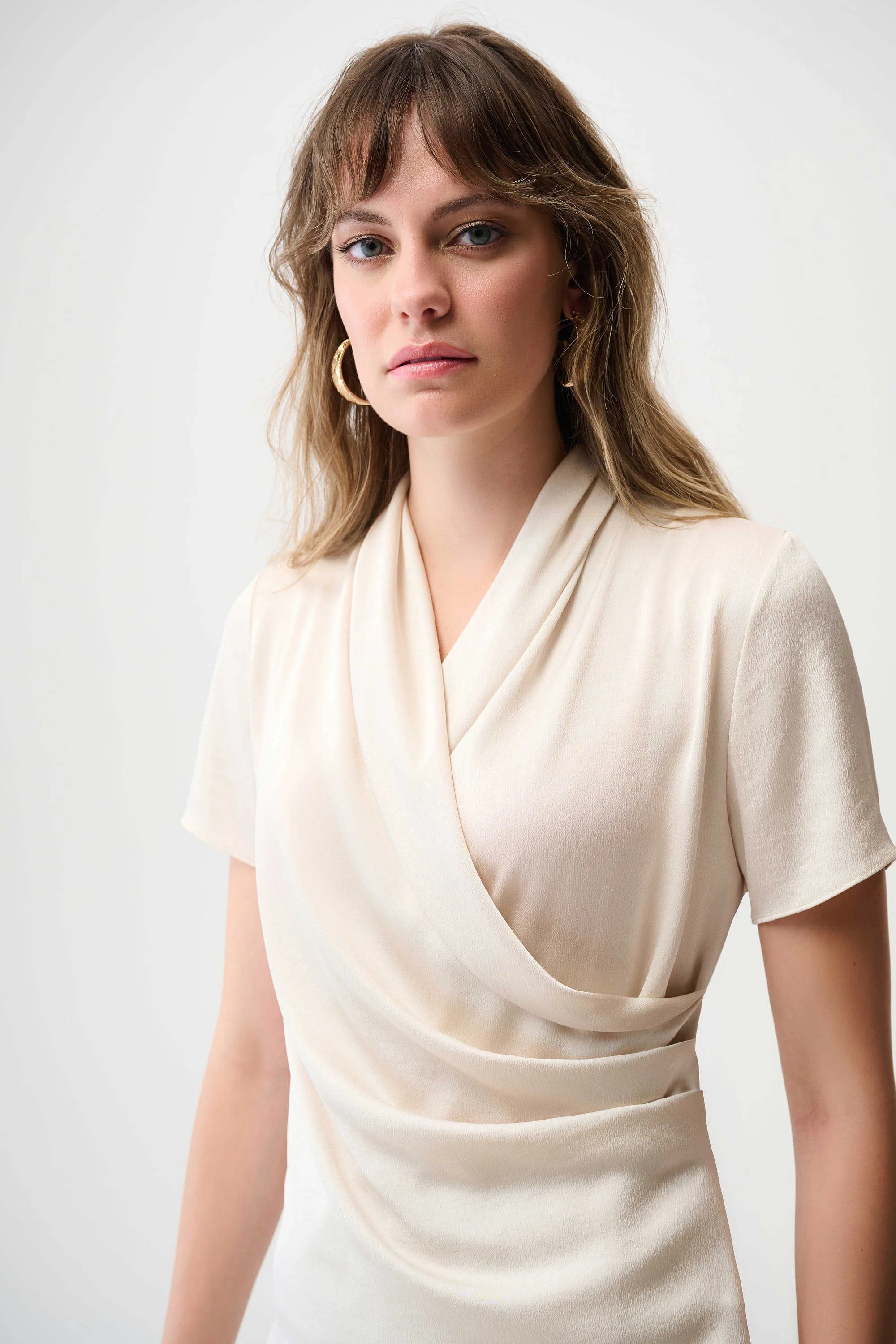 JOSEPH RIBKOFF 253237F25 Recycled Satin And Silky Knit Wrap Top - Image 4