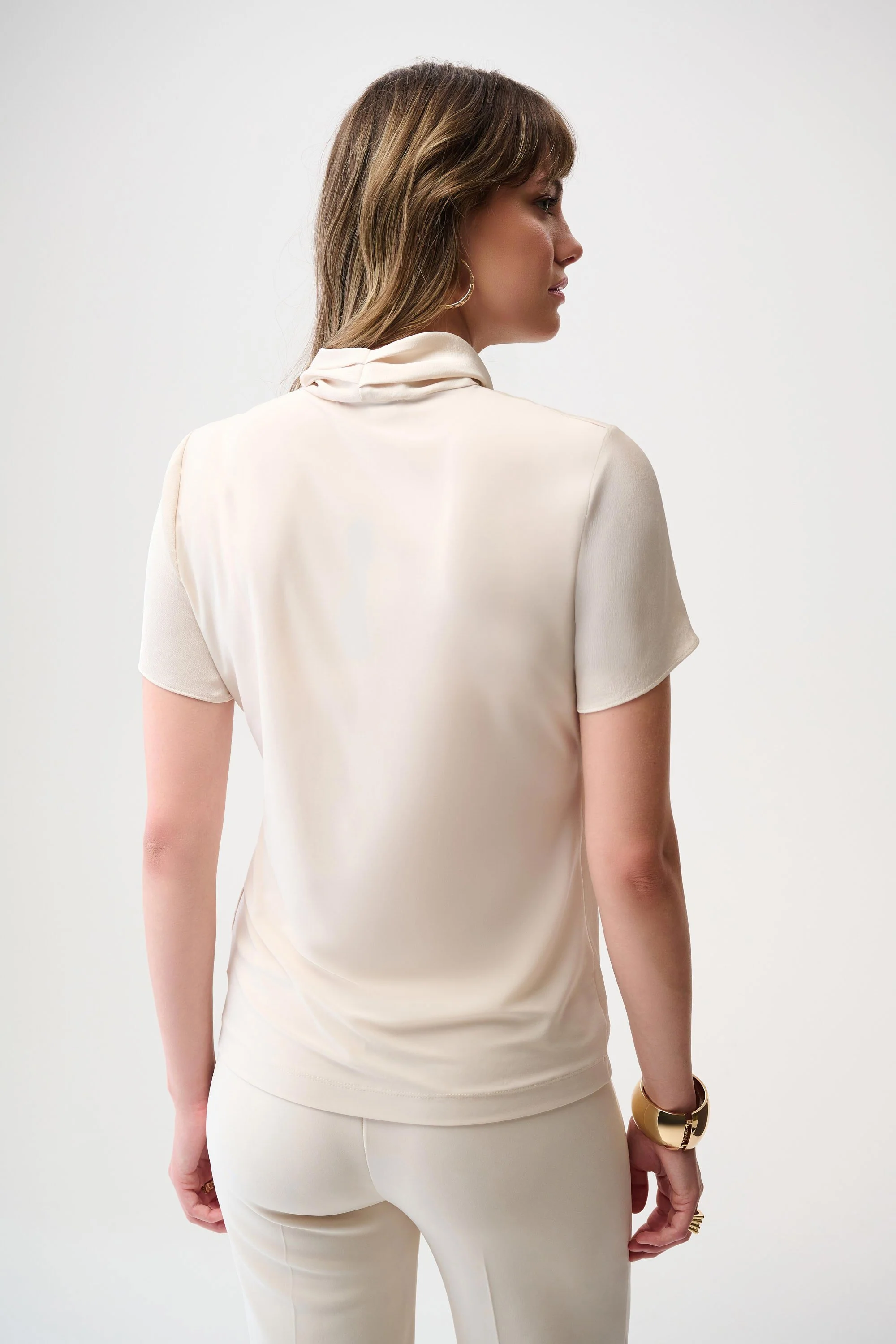 JOSEPH RIBKOFF 253237F25 Recycled Satin And Silky Knit Wrap Top - Image 5