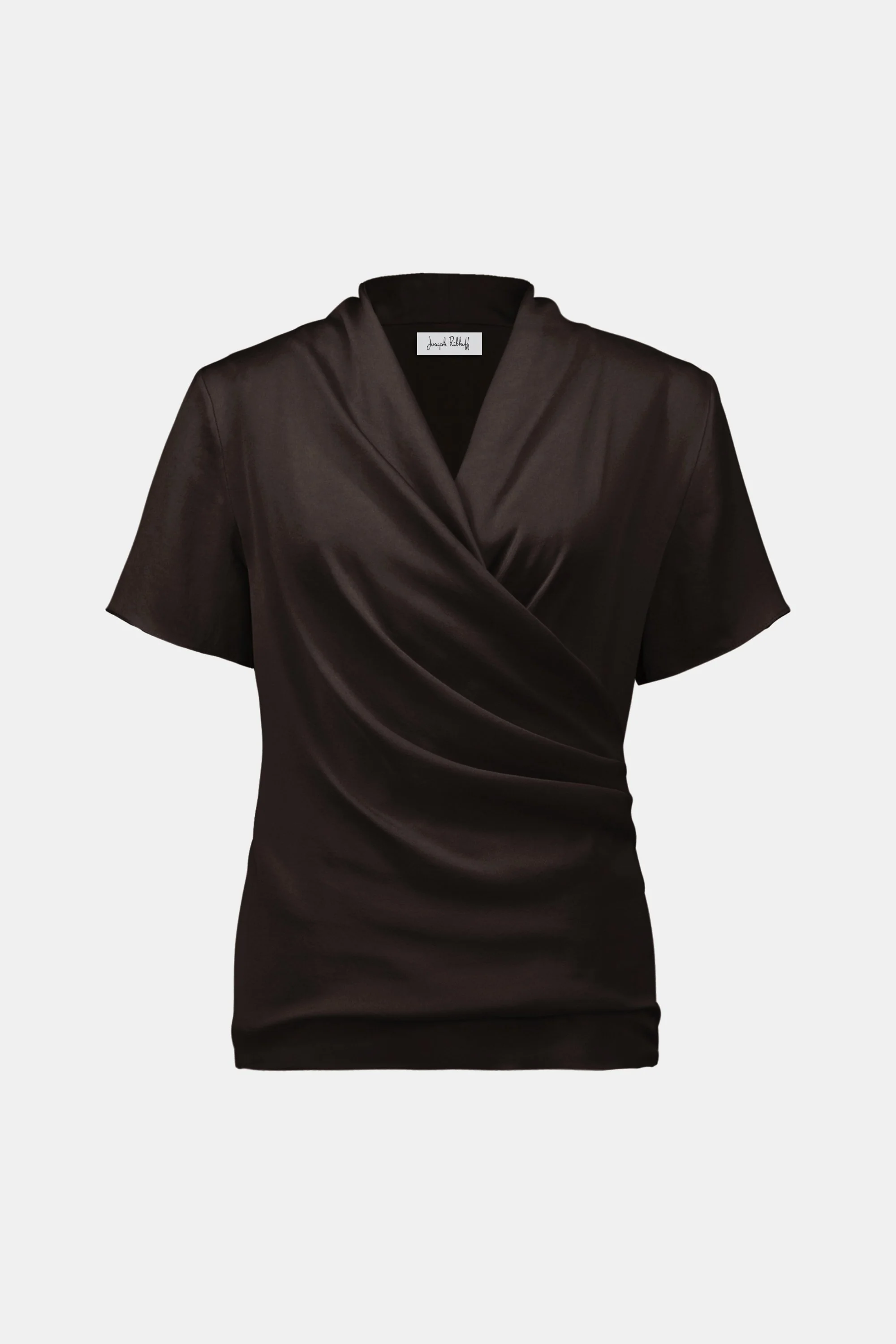 JOSEPH RIBKOFF 253237F25 Recycled Satin And Silky Knit Wrap Top in mocha - Image 6