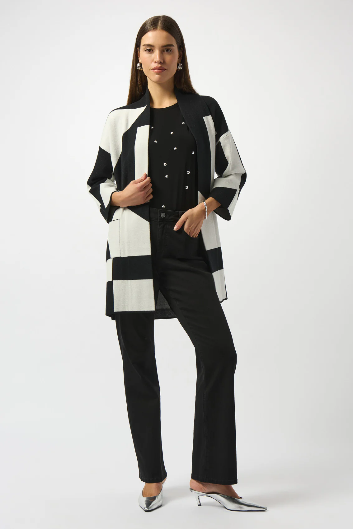 Joseph Ribkoff 253901 Jacquard
Knit Colour-Block Cover-Up