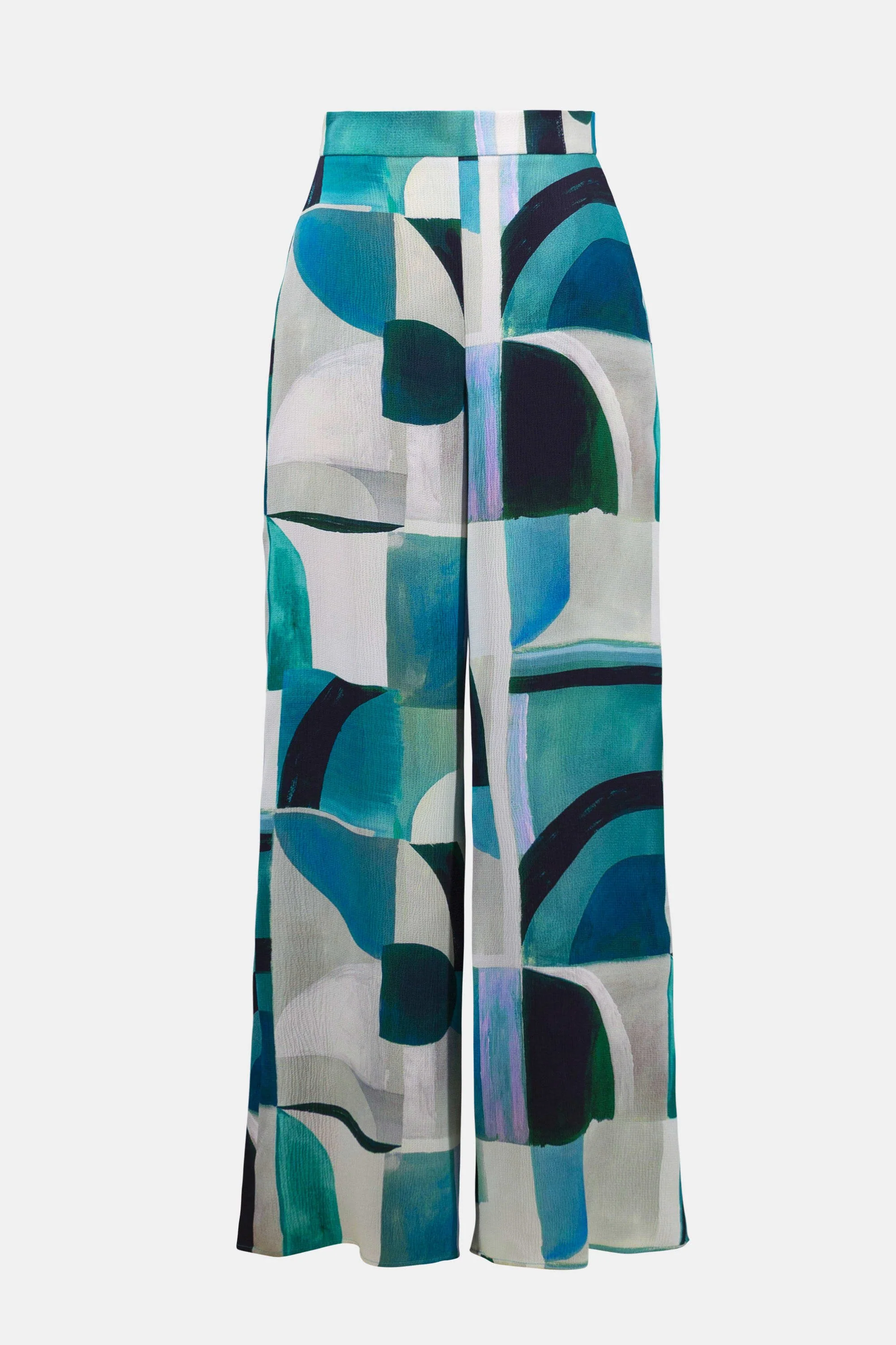 JOSEPH RIBKOFF 261042 Textured Satin Geometric Print Wide Leg Pull-On Pants - Image 6