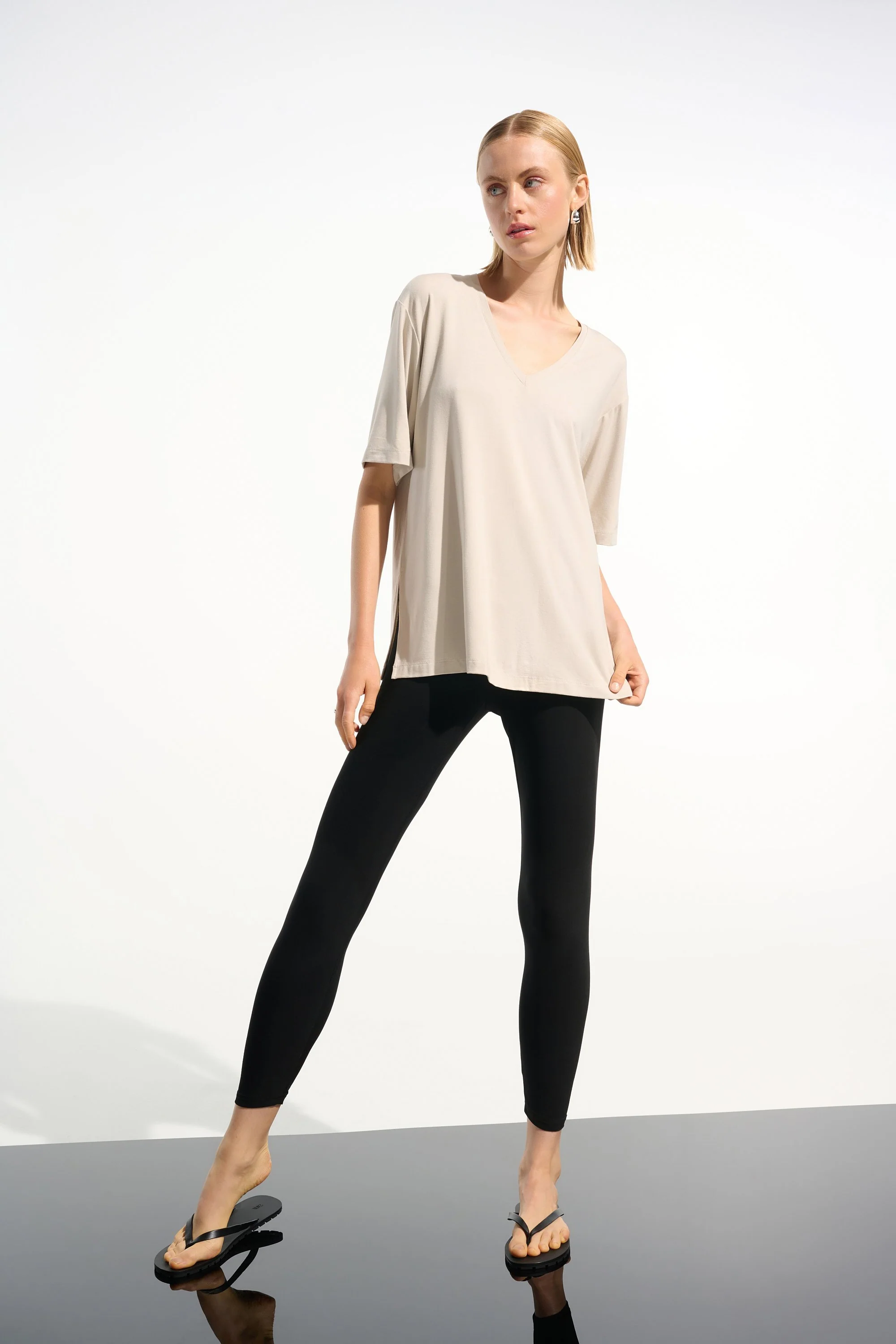 JOSEPH RIBKOFF 261600 Jersey Boxy Tunic With V-neckline in moonstone - Image 2
